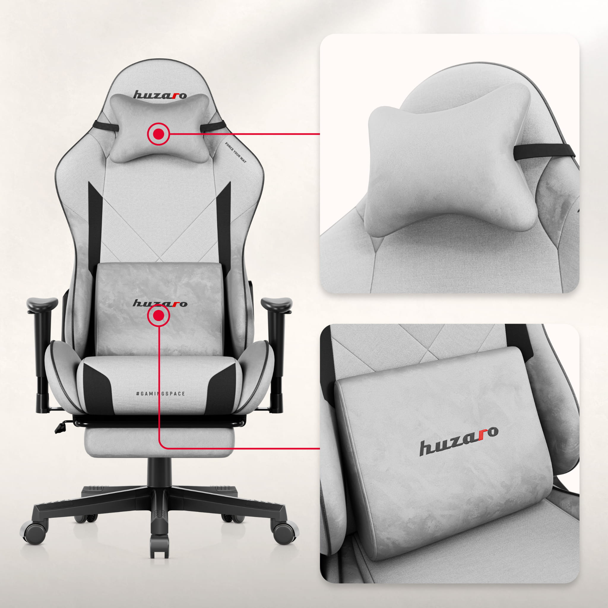 Fotel gamingowy Huzaro Force 5.7 Grey OUTLET