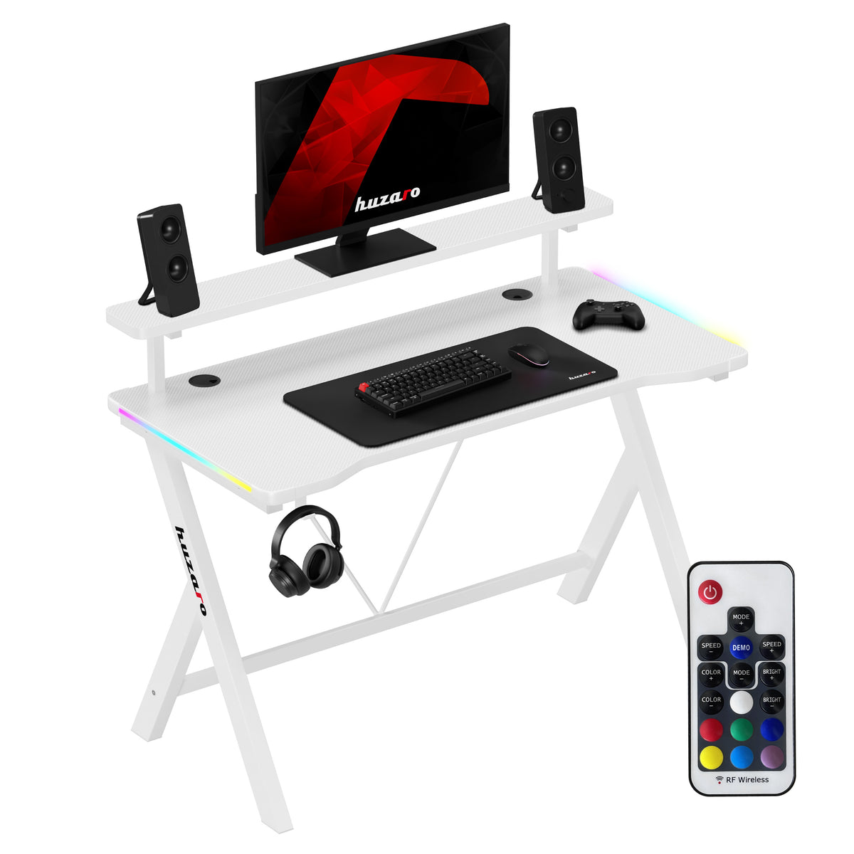 Biurko gamingowe LED Huzaro Hero 1.9 RGB White 120 cm OUTLET