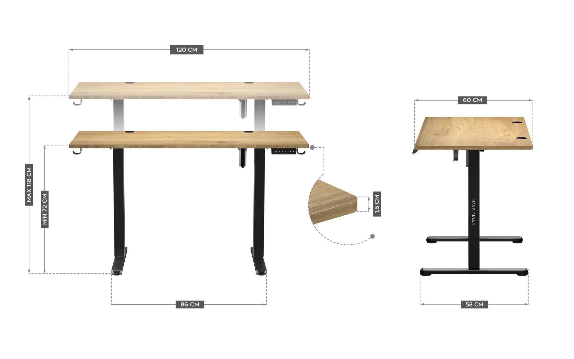 Biurko elektryczne Mark Adler Leader 7.0 120 cm