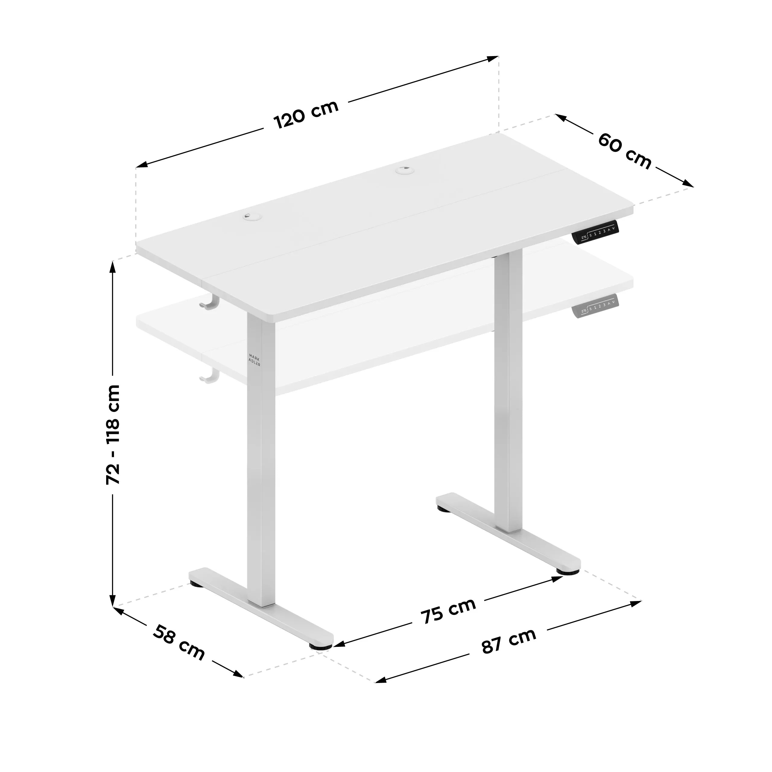 Biurko elektryczne regulowane Mark Adler Leader 6.9 White 120 cm