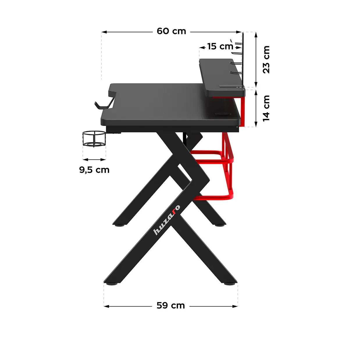Biurko Gamingowe Huzaro Hero 5.0 Red 120 cm OUTLET
