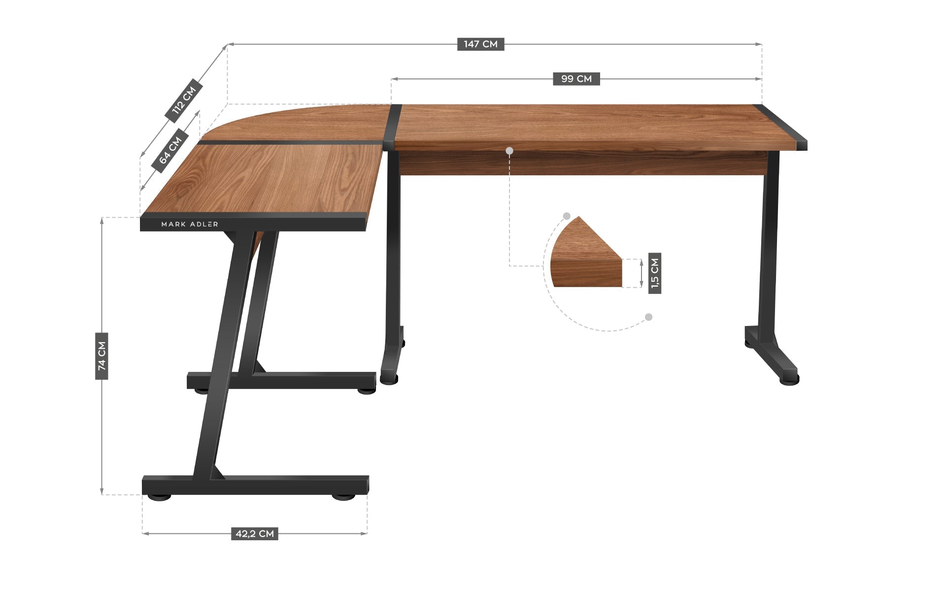 Biurko Mark Adler Leader 5.5 WN 147 cm