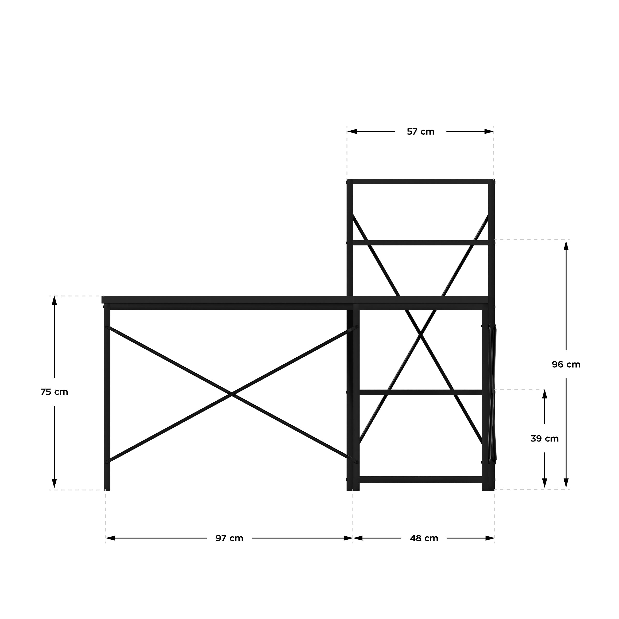 Biurko narożne z półkami Mark Adler Leader 5.9 Black 145 cm