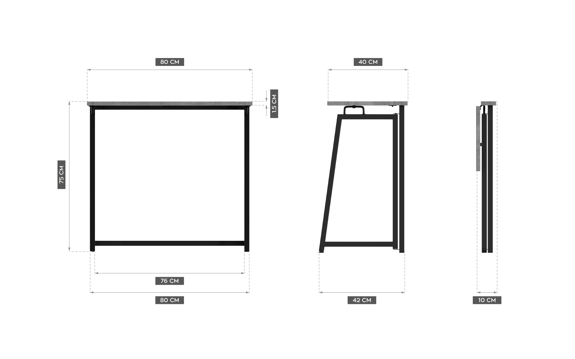 Biurko składane Mark Adler Leader 1.5 Grey 80 cm