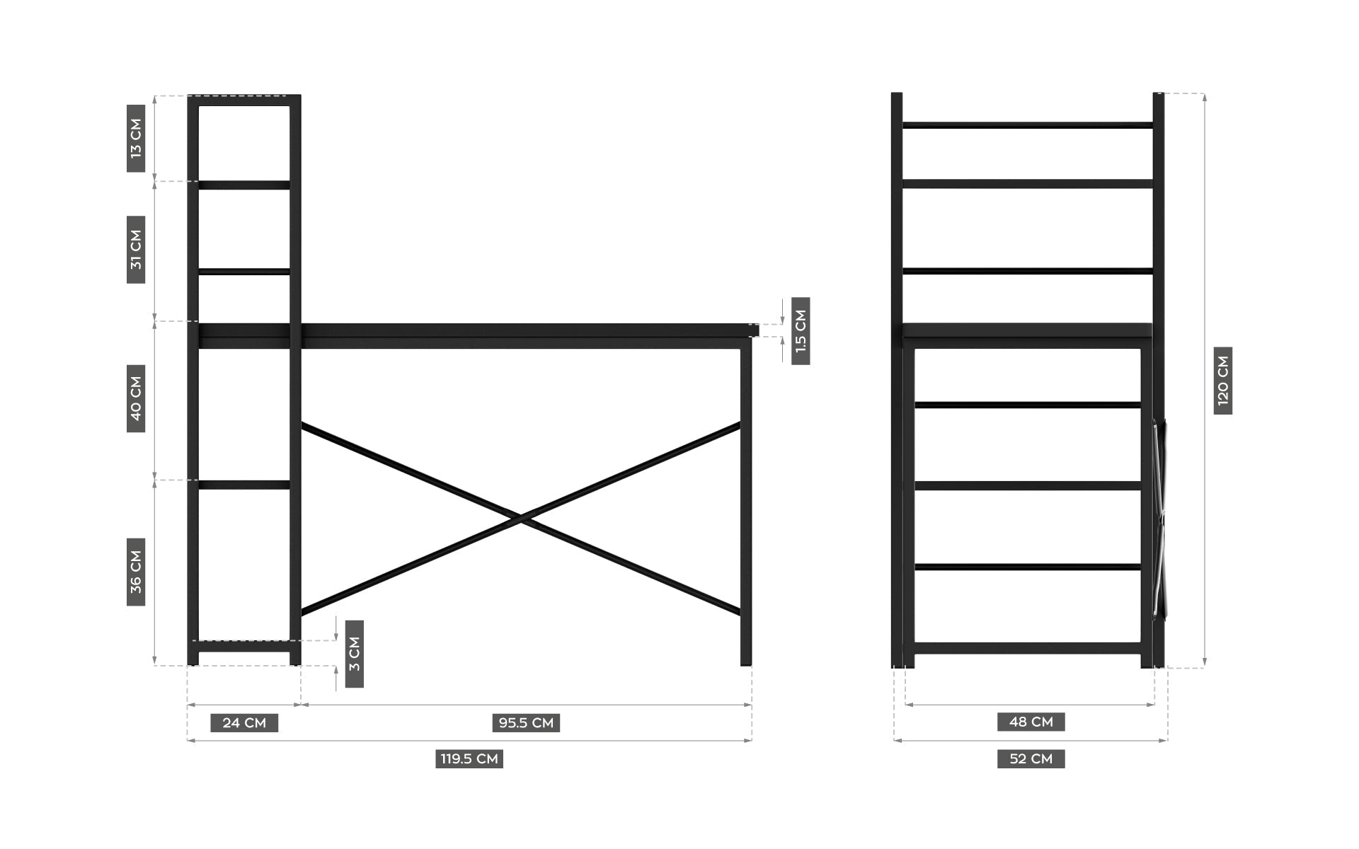 Biurko z półkami Mark Adler Leader 4.0 Black 120 cm