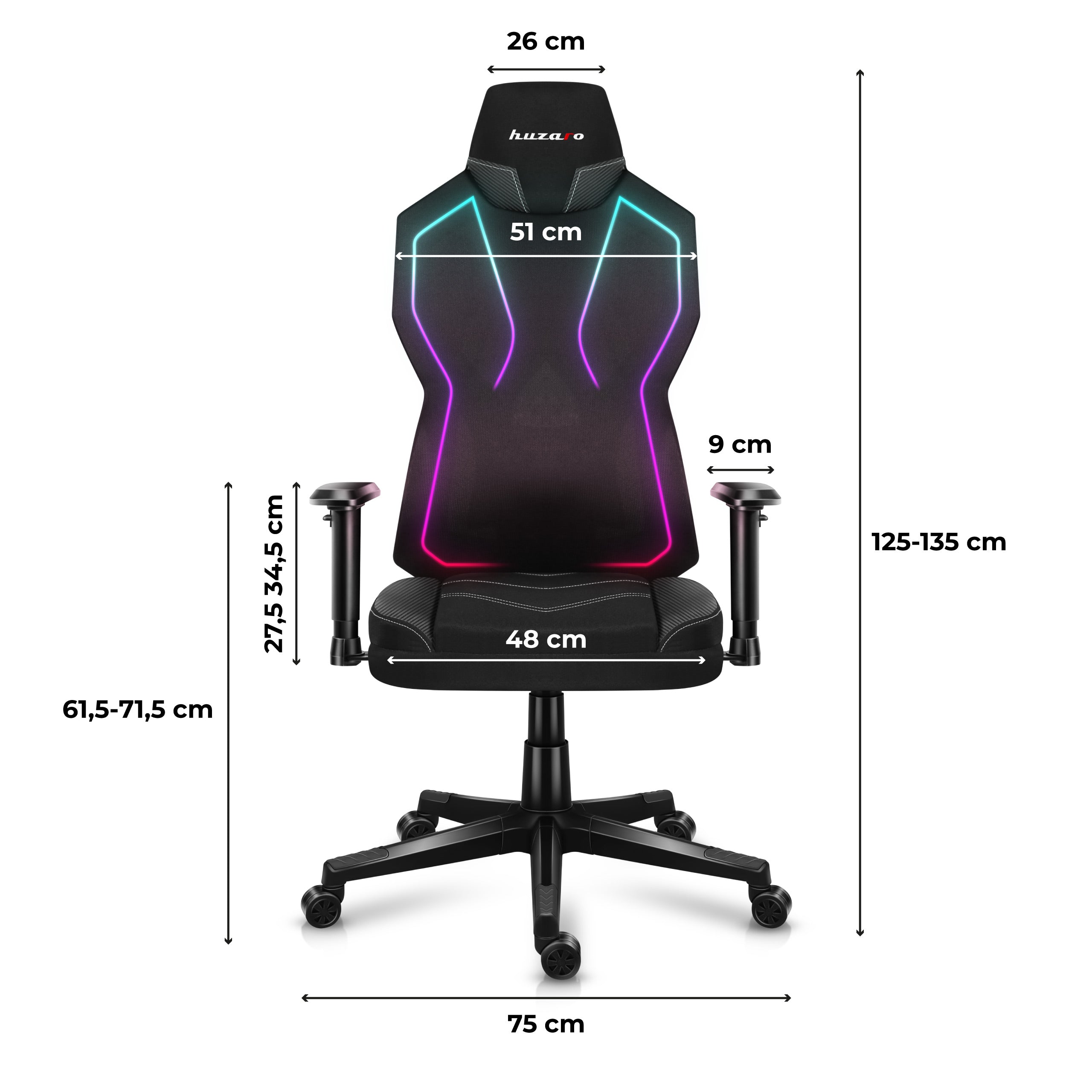 Fotel Gamingowy Huzaro COMBAT 6.2 Black RGB OUTLET
