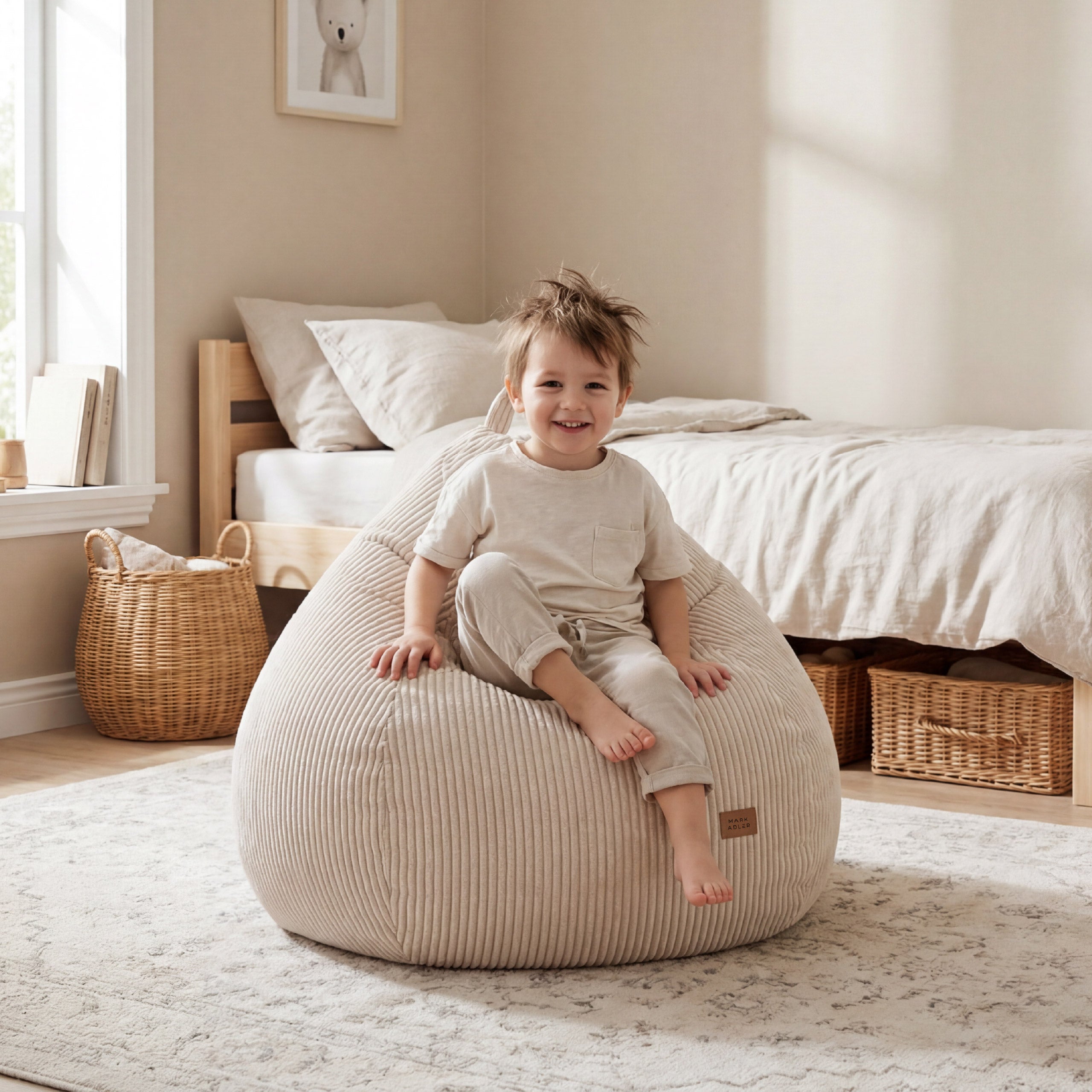 Sztruksowa pufa worek beżowa Mark Adler Comfy 1.0 Beige