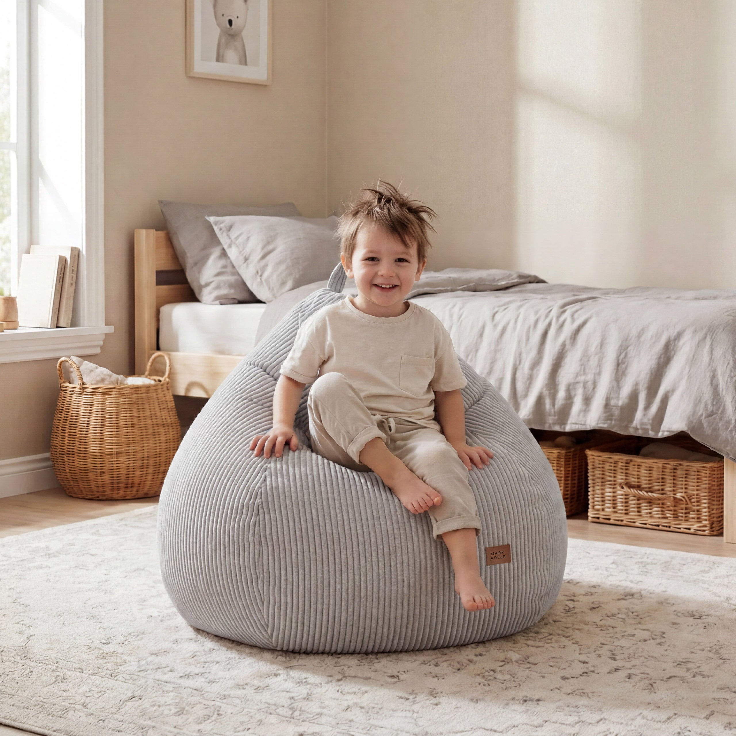 Sztruksowa pufa worek szara Mark Adler Comfy 1.0 Grey