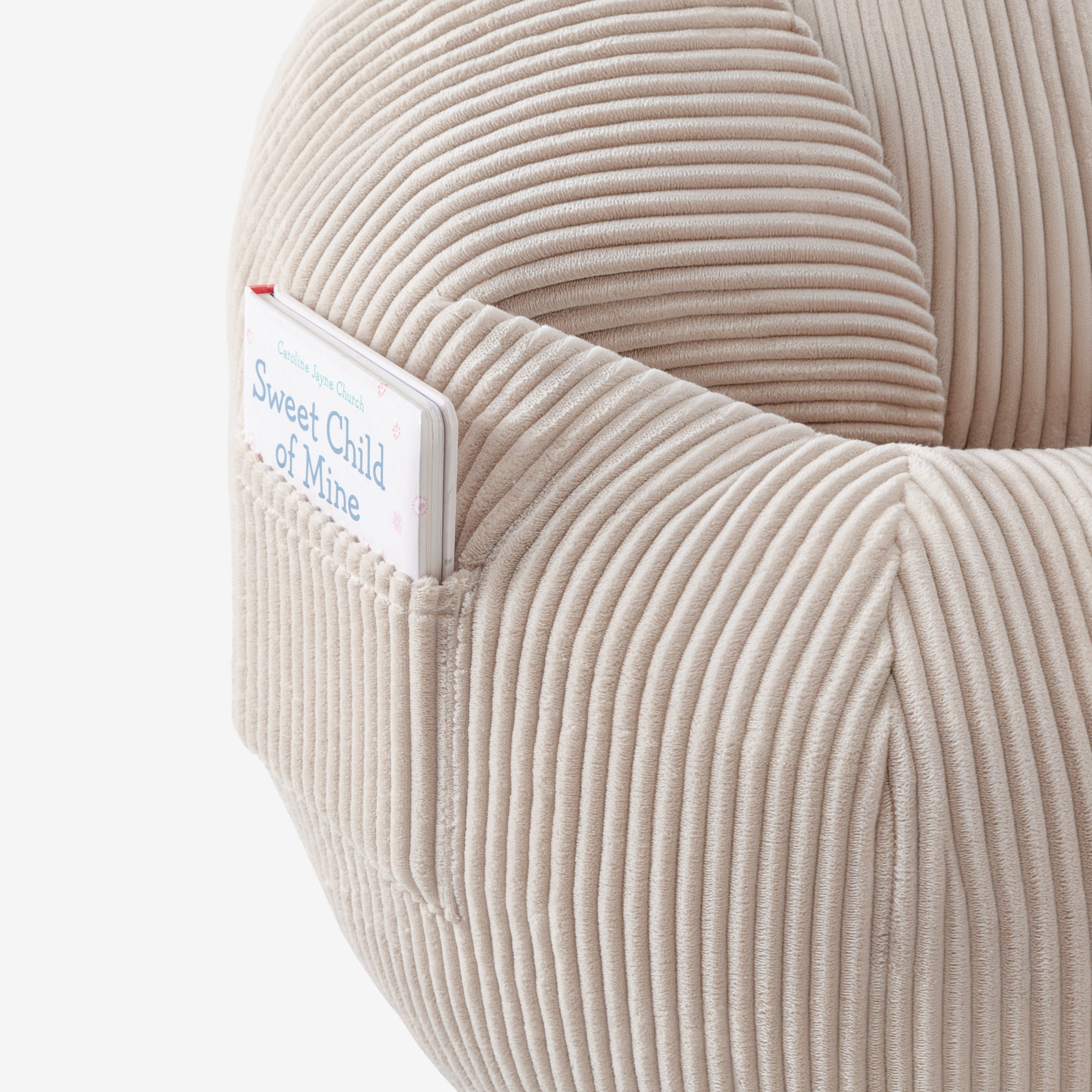 Fotel pufa sztruksowa z podnóżkiem Mark Adler Comfy 3.0 Beige