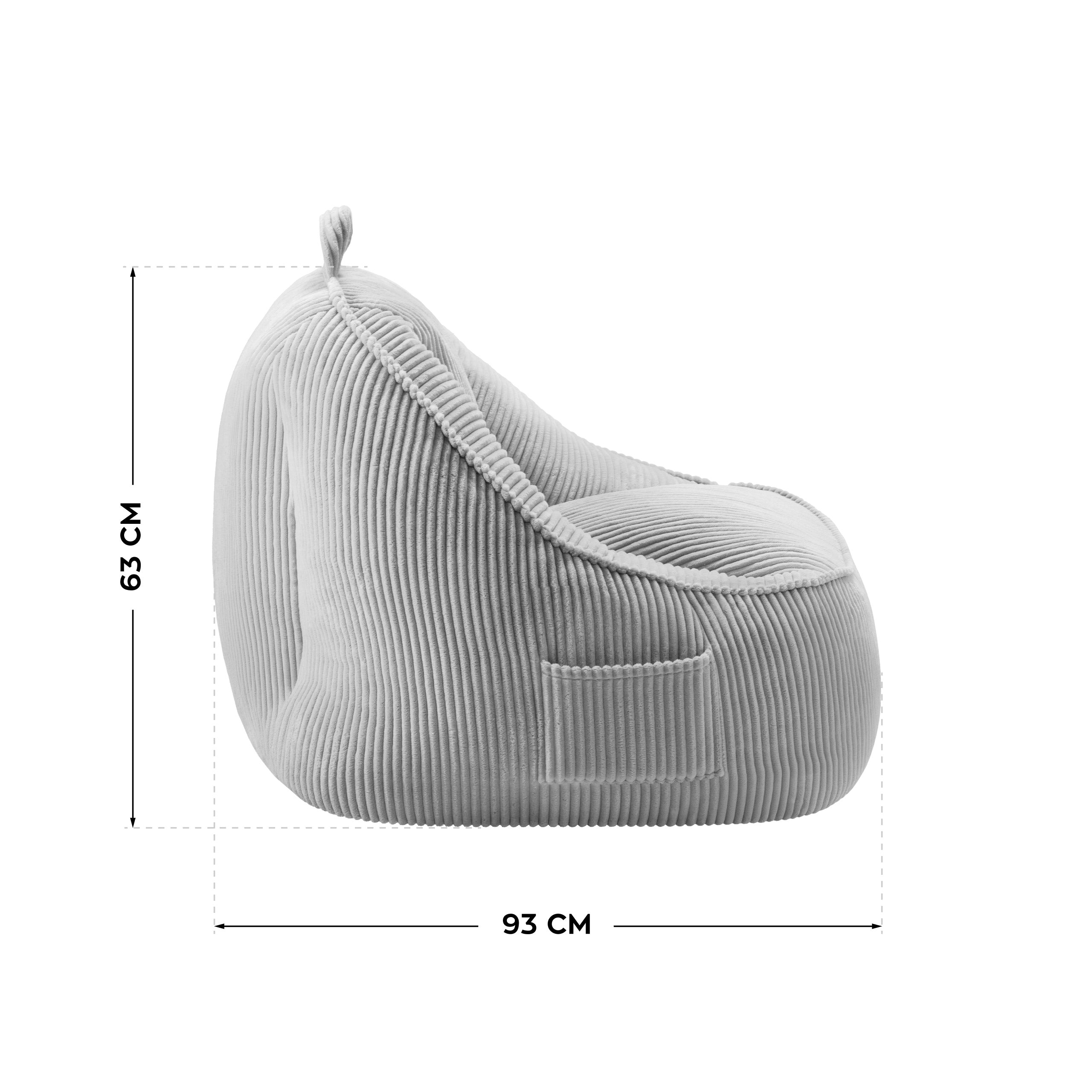 Fotel pufa z oparciem sztruksowa Mark Adler Comfy 4.0 Grey