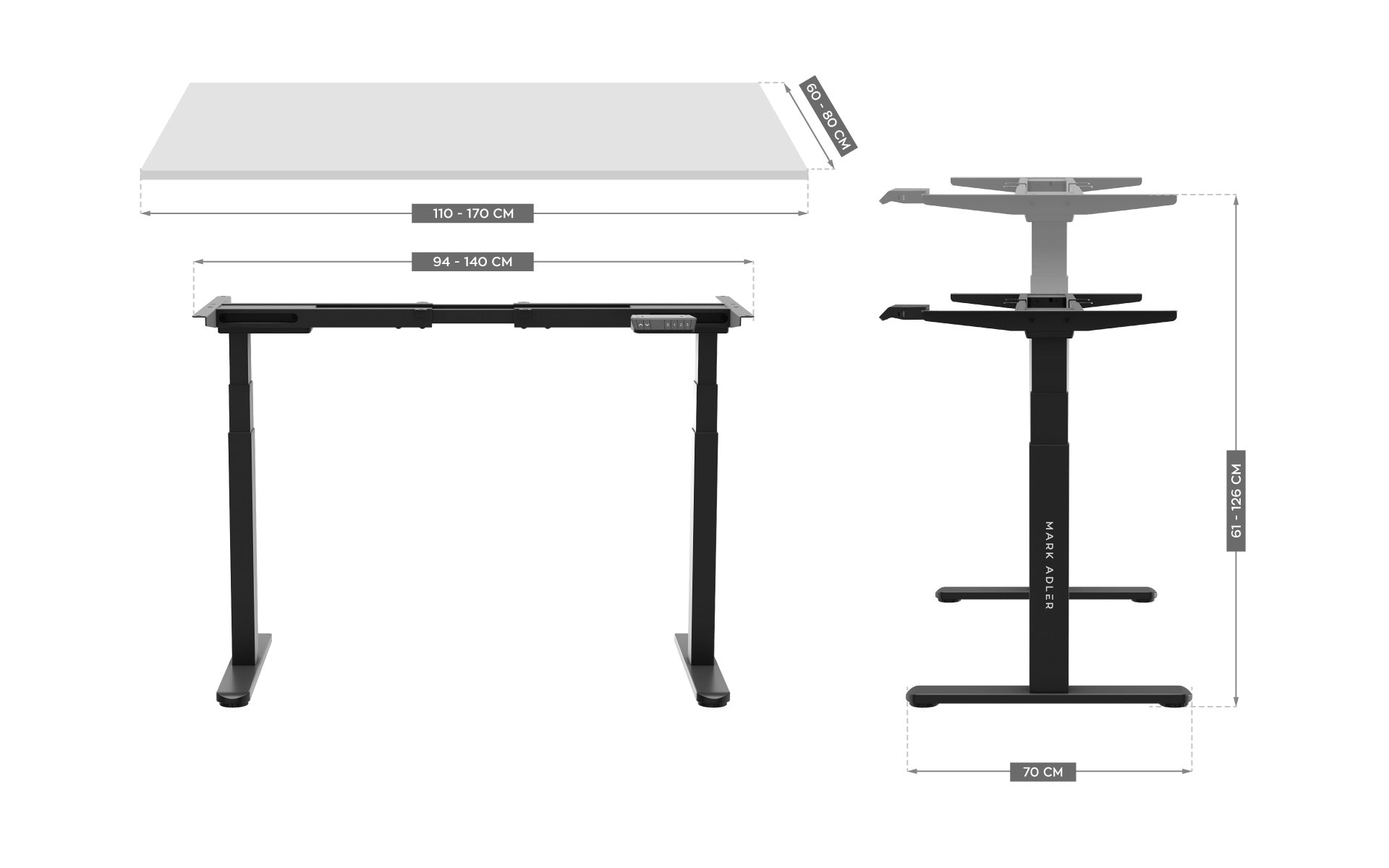 Dwusilnikowy elektryczny stelaż biurka Mark Adler Xeno 6.0