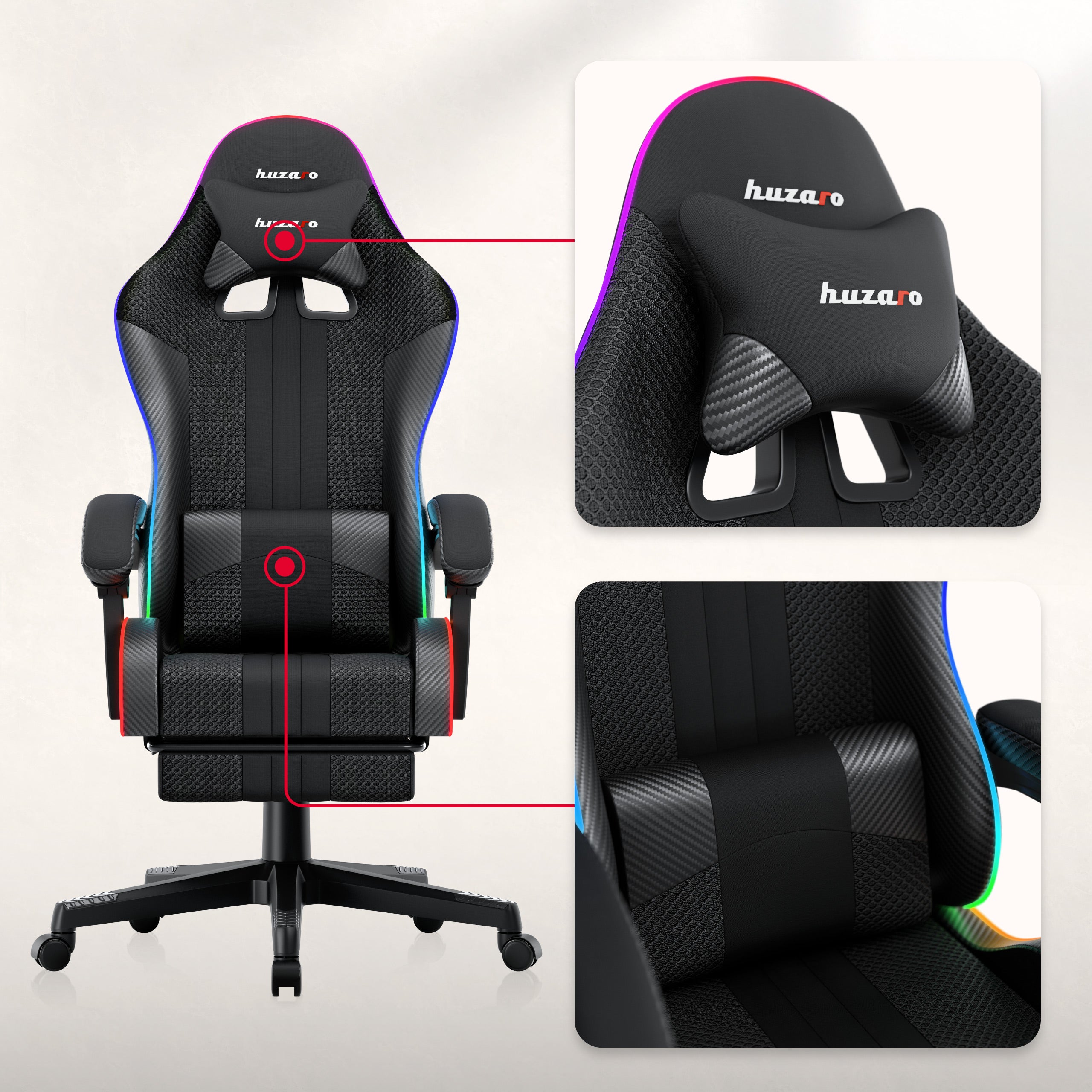 Fotel Gamingowy HUZARO Force 4.7 RGB Mesh