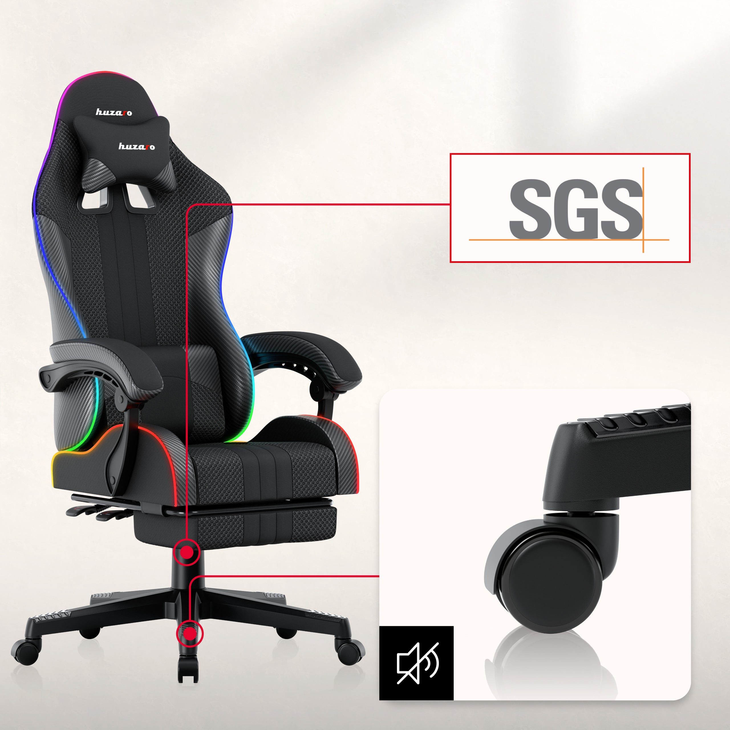 Fotel Gamingowy HUZARO Force 4.7 RGB Mesh