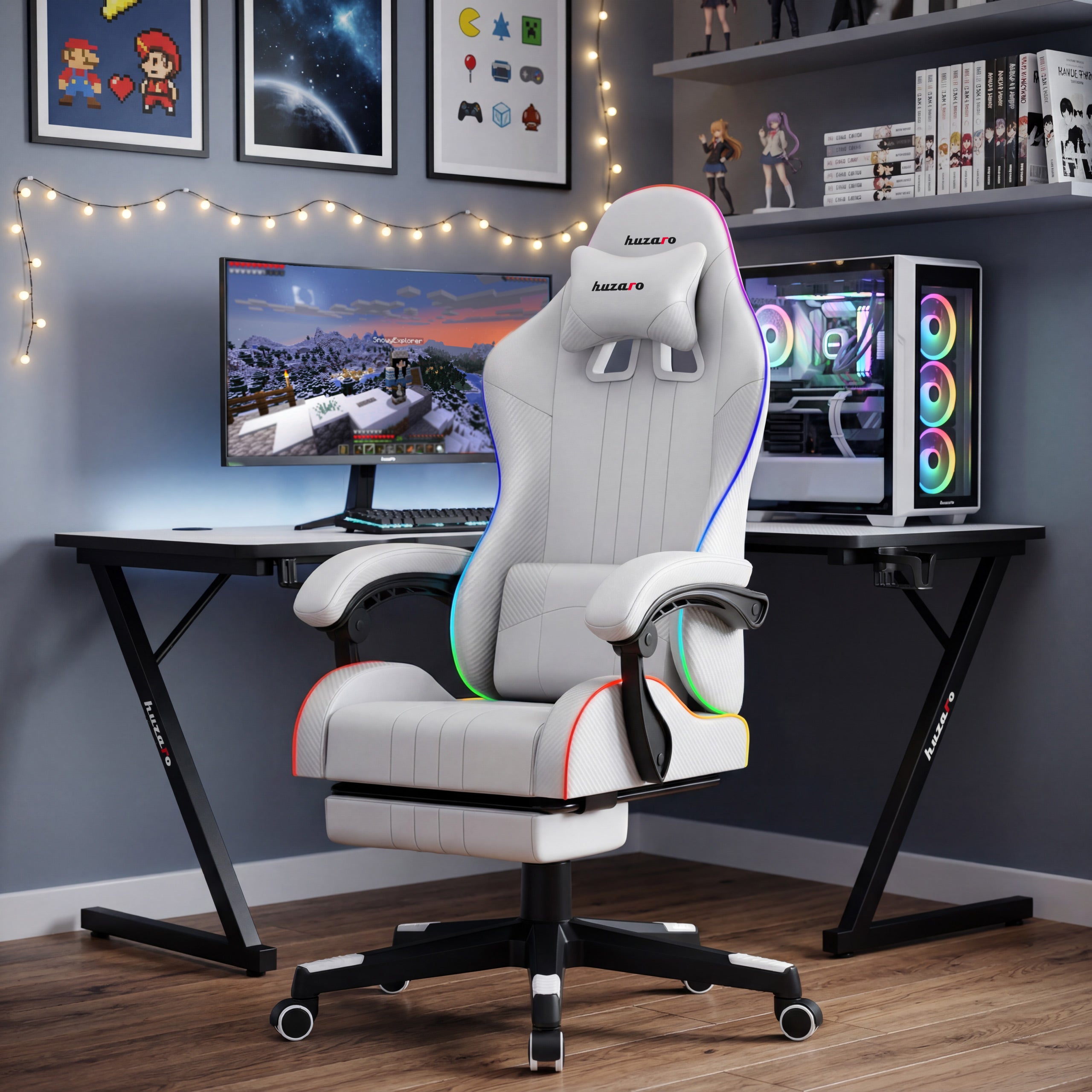 Fotel Gamingowy HUZARO Force 4.7 White RGB