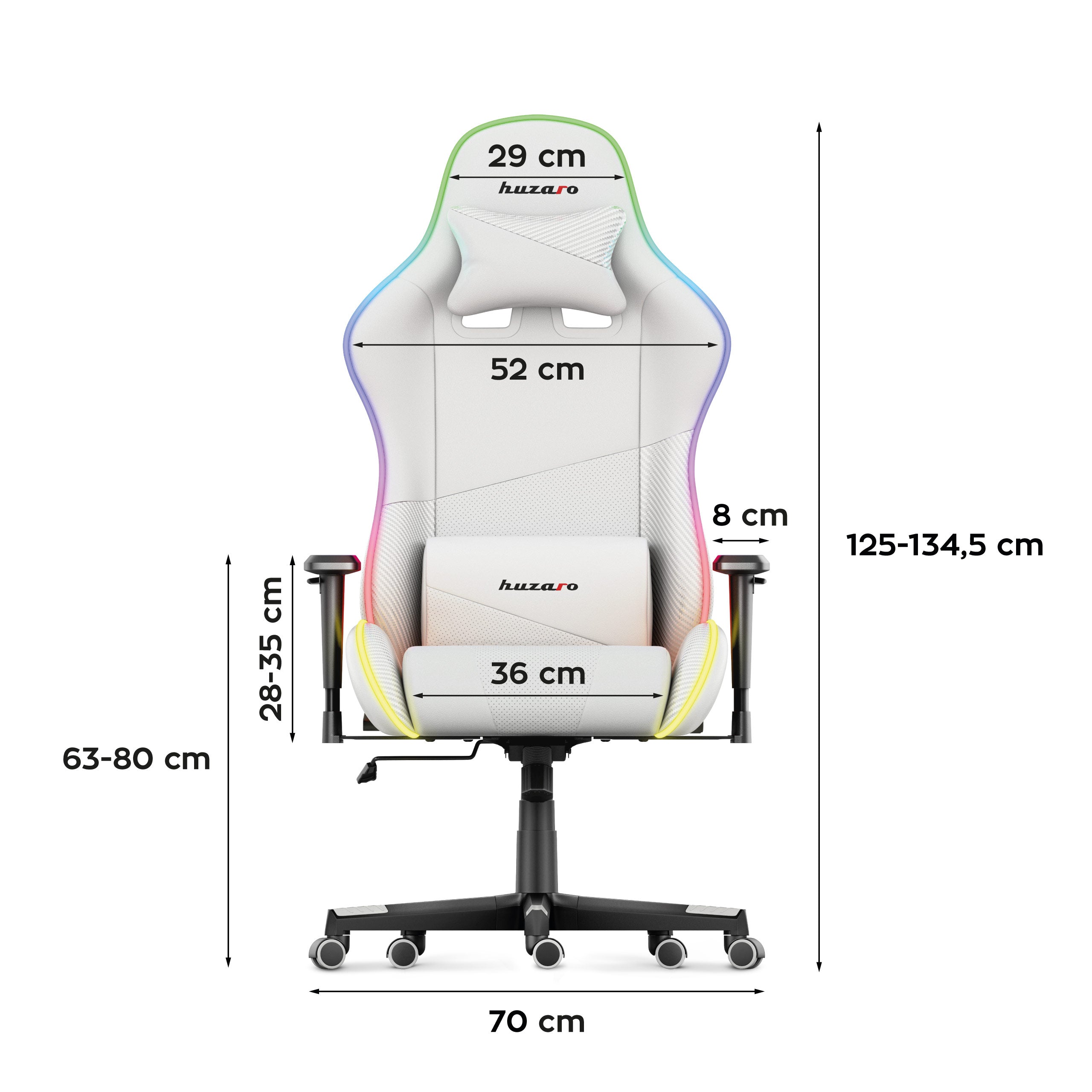 Fotel Gamingowy HUZARO FORCE 6.2  White RGB LED