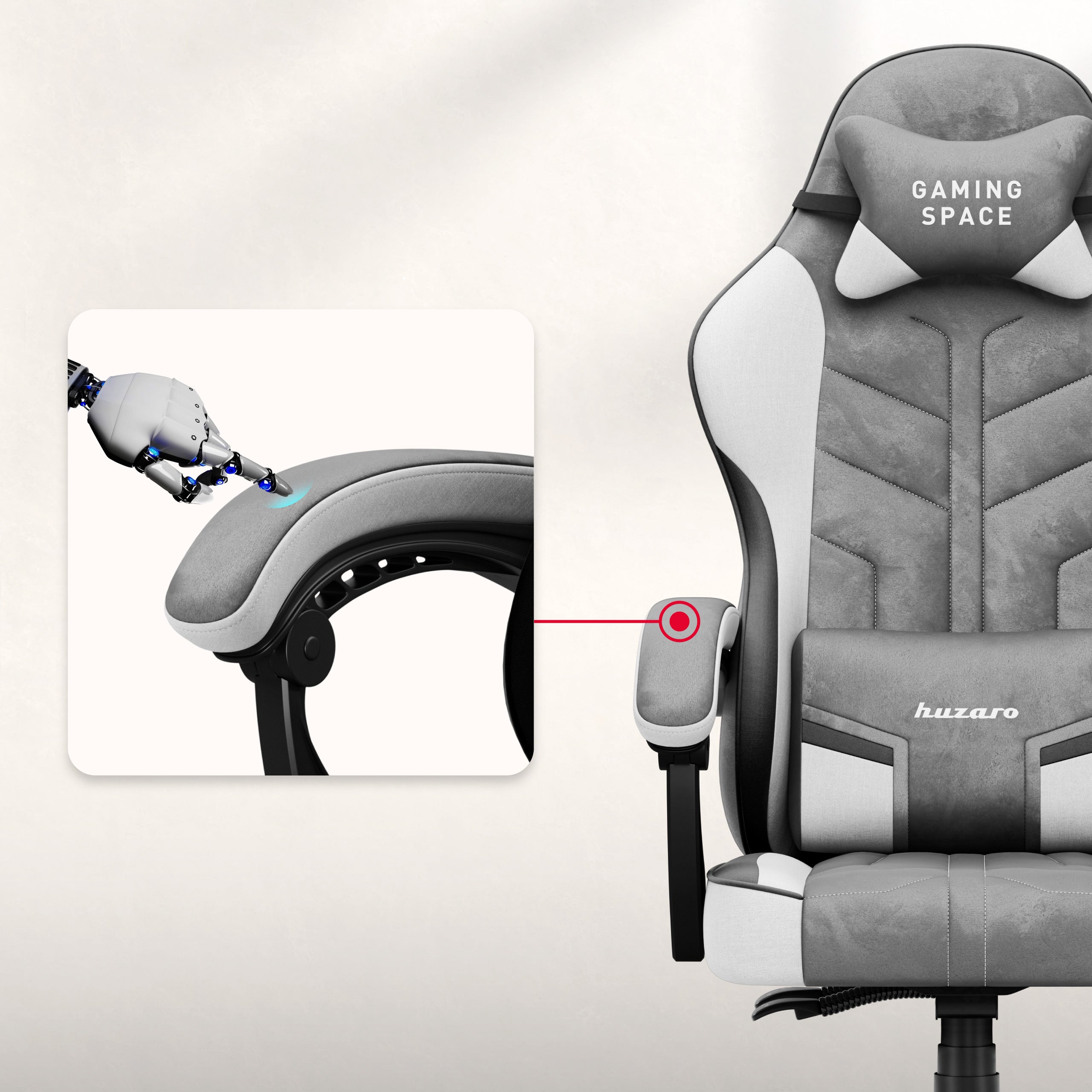 Fotel gamingowy welurowy Huzaro Force 2.7 Grey