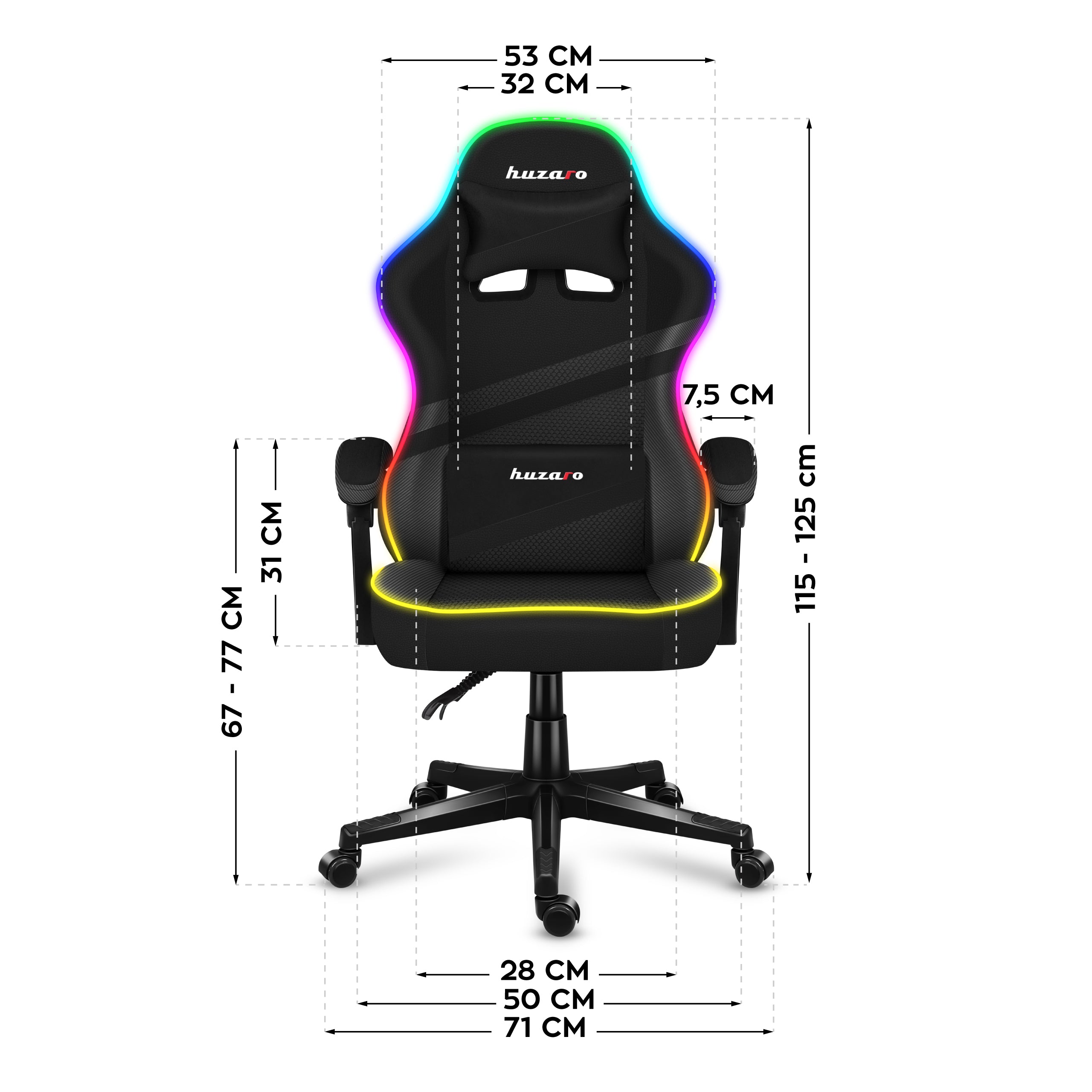 Fotel Gamingowy Huzaro FORCE 4.4 RGB Black Mesh