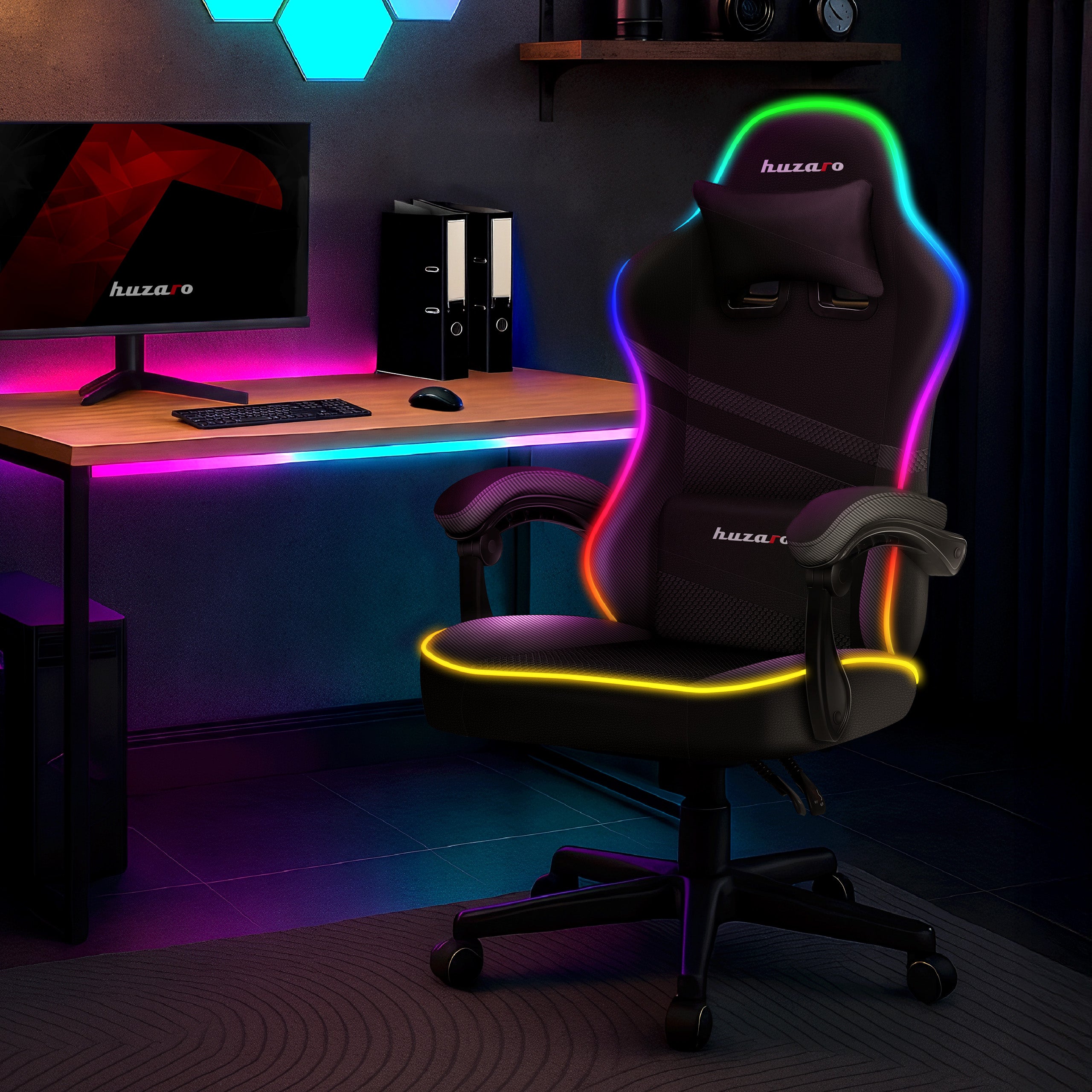 Fotel Gamingowy Huzaro FORCE 4.4 RGB Black Mesh