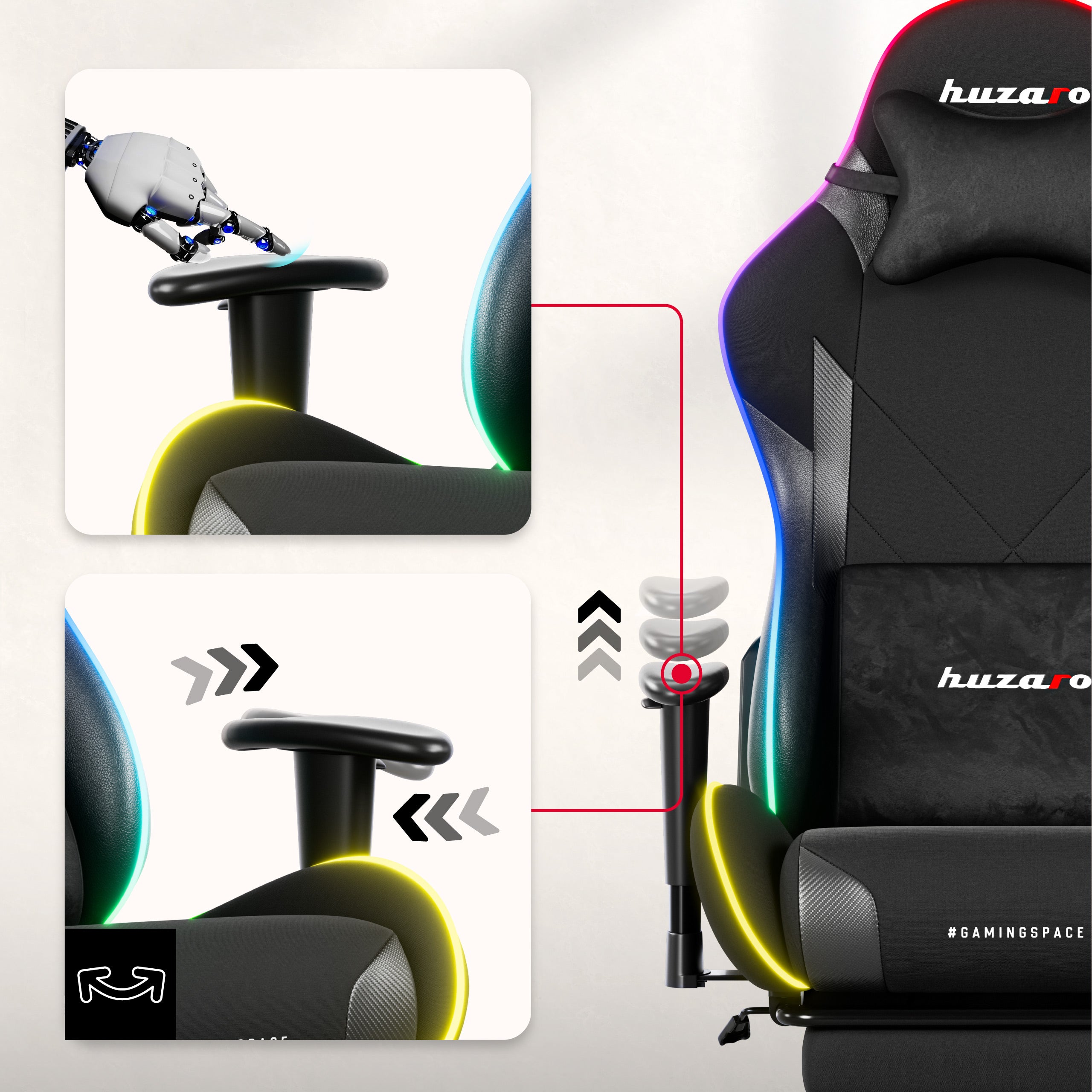 Huzaro Force 5.7 Black RGB LED Gaming Chair