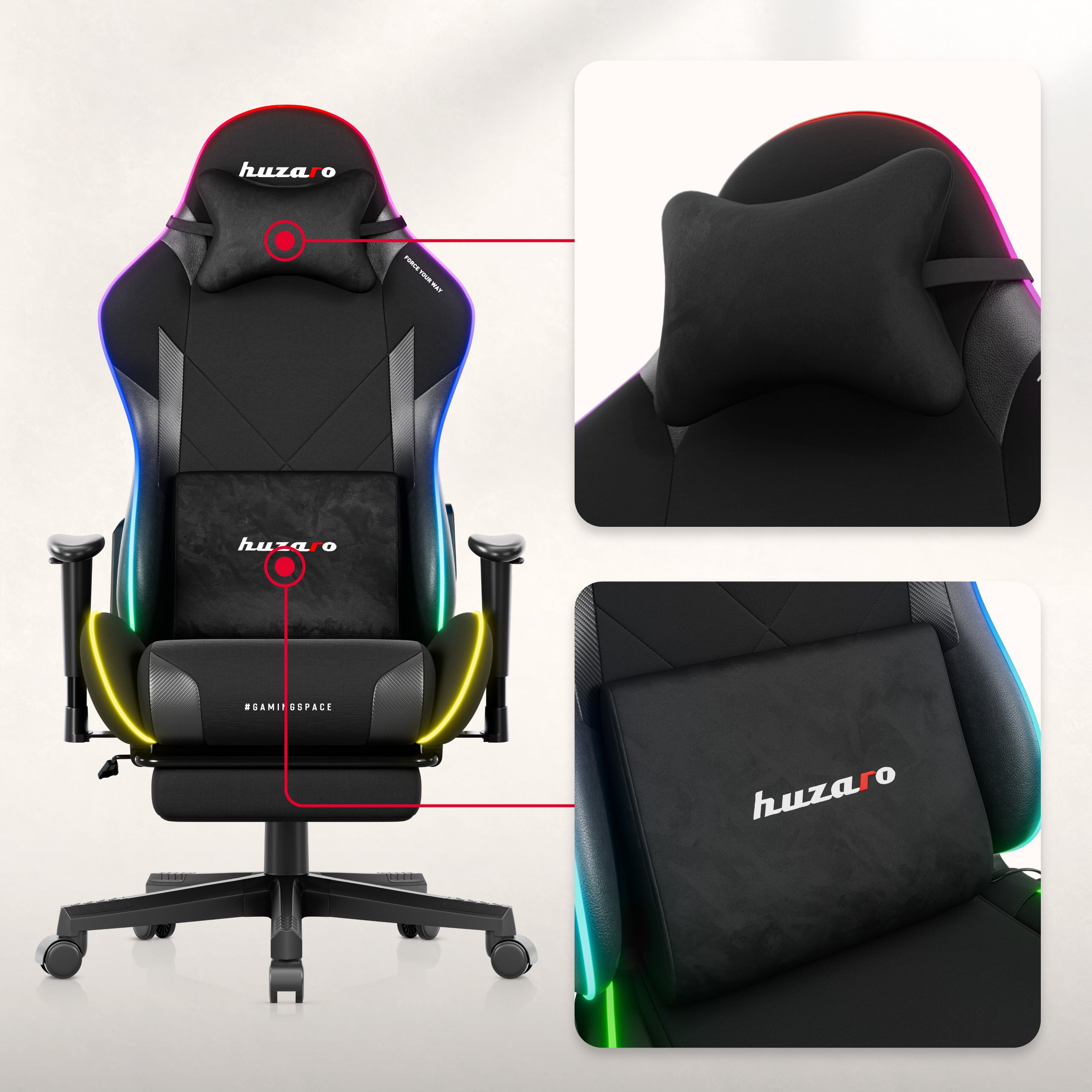 Huzaro Force 5.7 Black RGB LED Gaming Chair