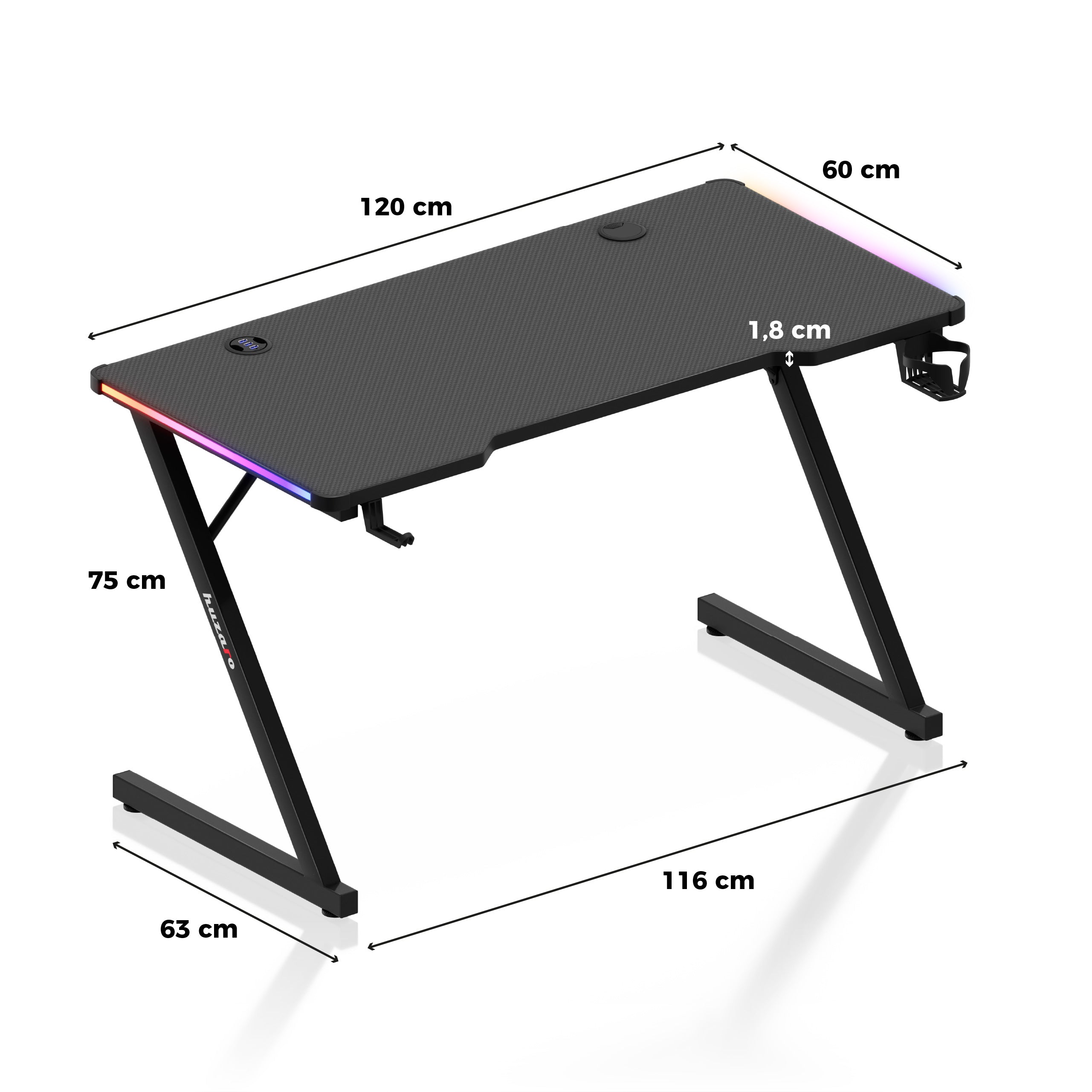 Biurko Gamingowe Huzaro Hero 2.5 RGB LED 120 cm