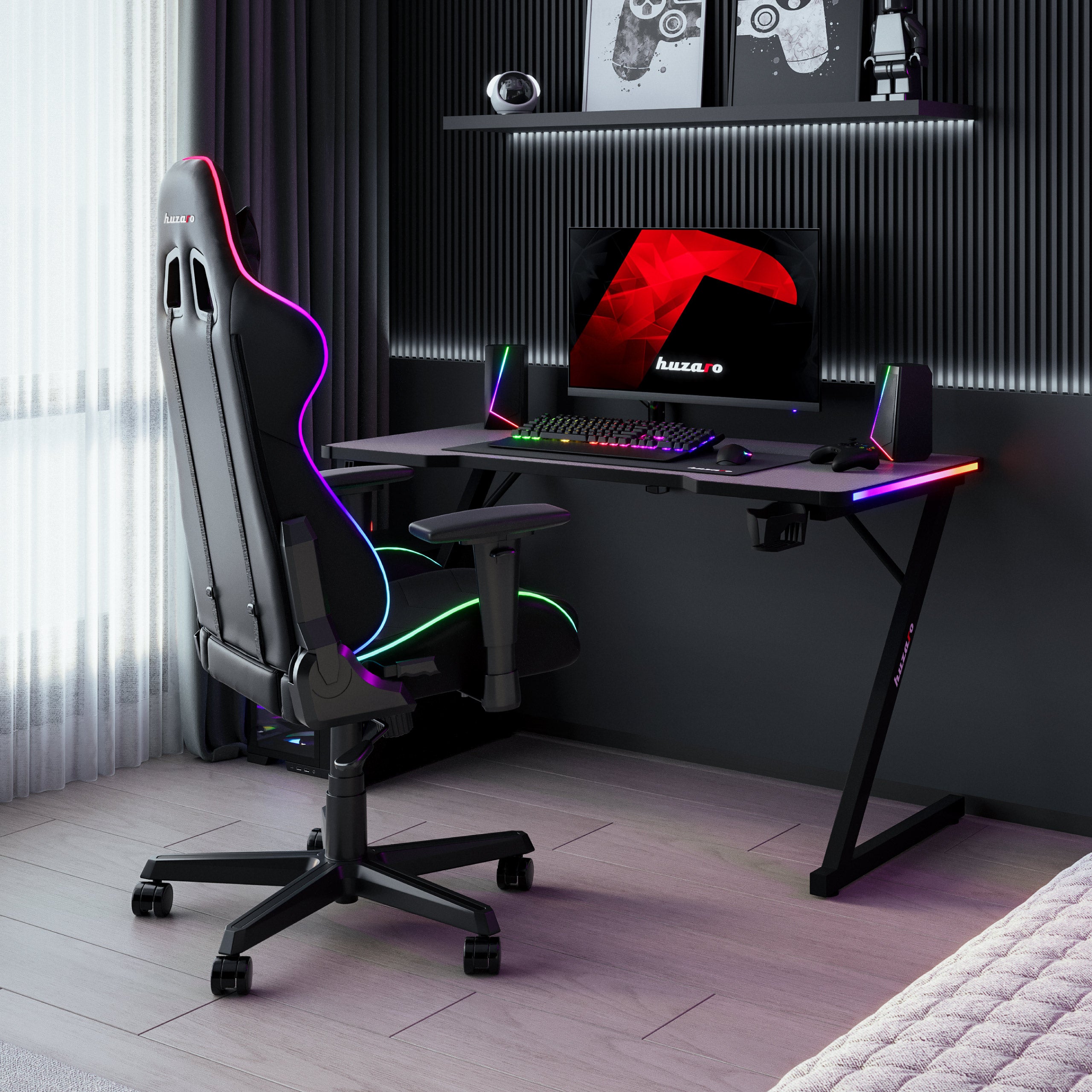 Gaming desk with RGB lighting