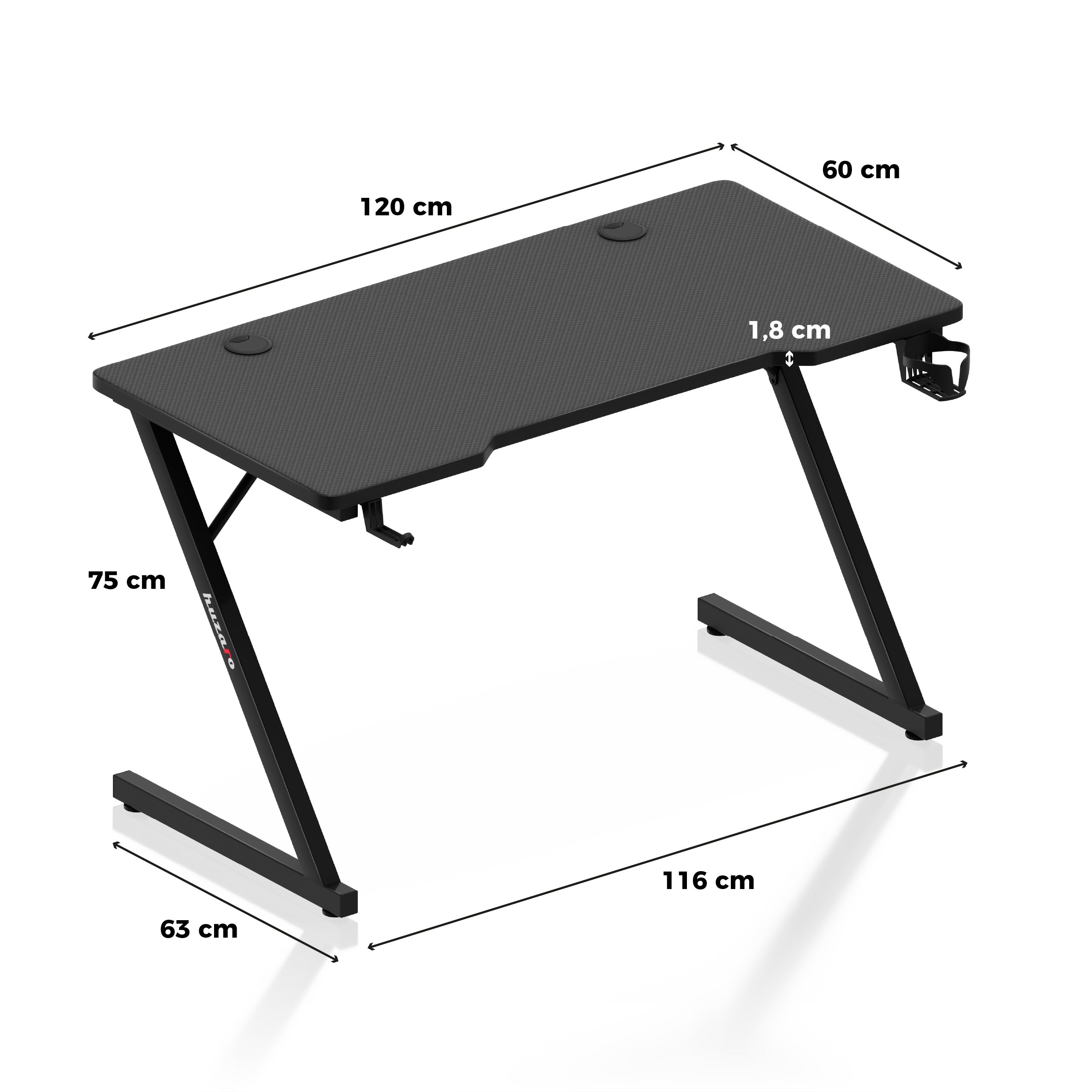 Biurko Gamingowe Huzaro Hero 2.5 Black 120 cm