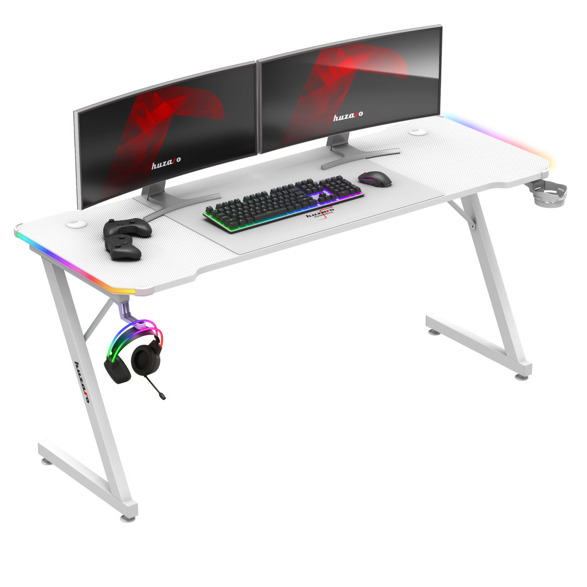 Biurko gamingowe Huzaro Hero 4.8 White RGB 160 cm OUTLET