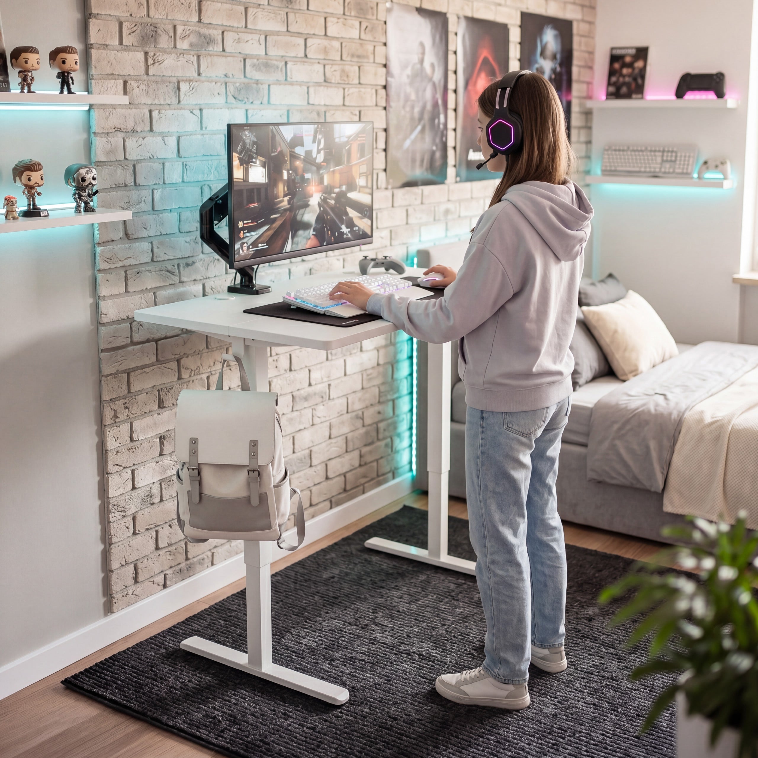 Regulowane biurko na kółkach elektryczne Huzaro Hero 7.8 White