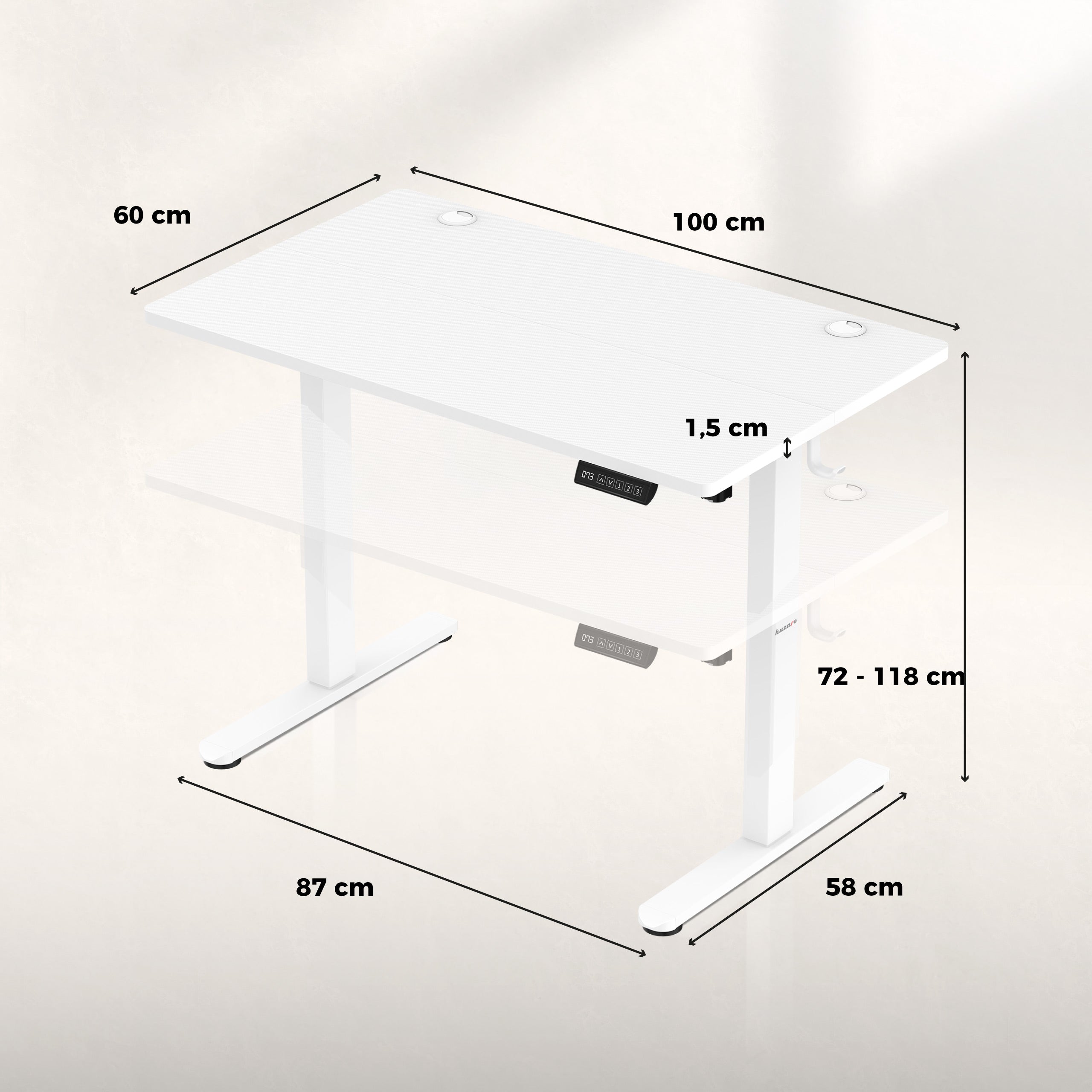 Biurko elektryczne Huzaro Hero 7.9 White 100 cm