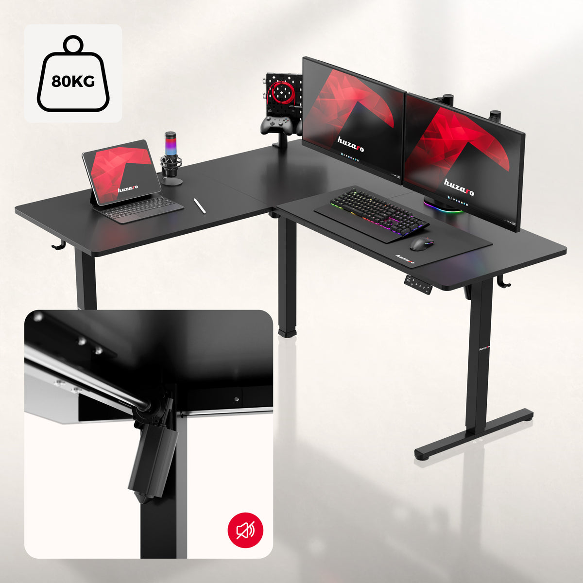 Biurko narożne elektryczne Huzaro Hero 9.3 Black