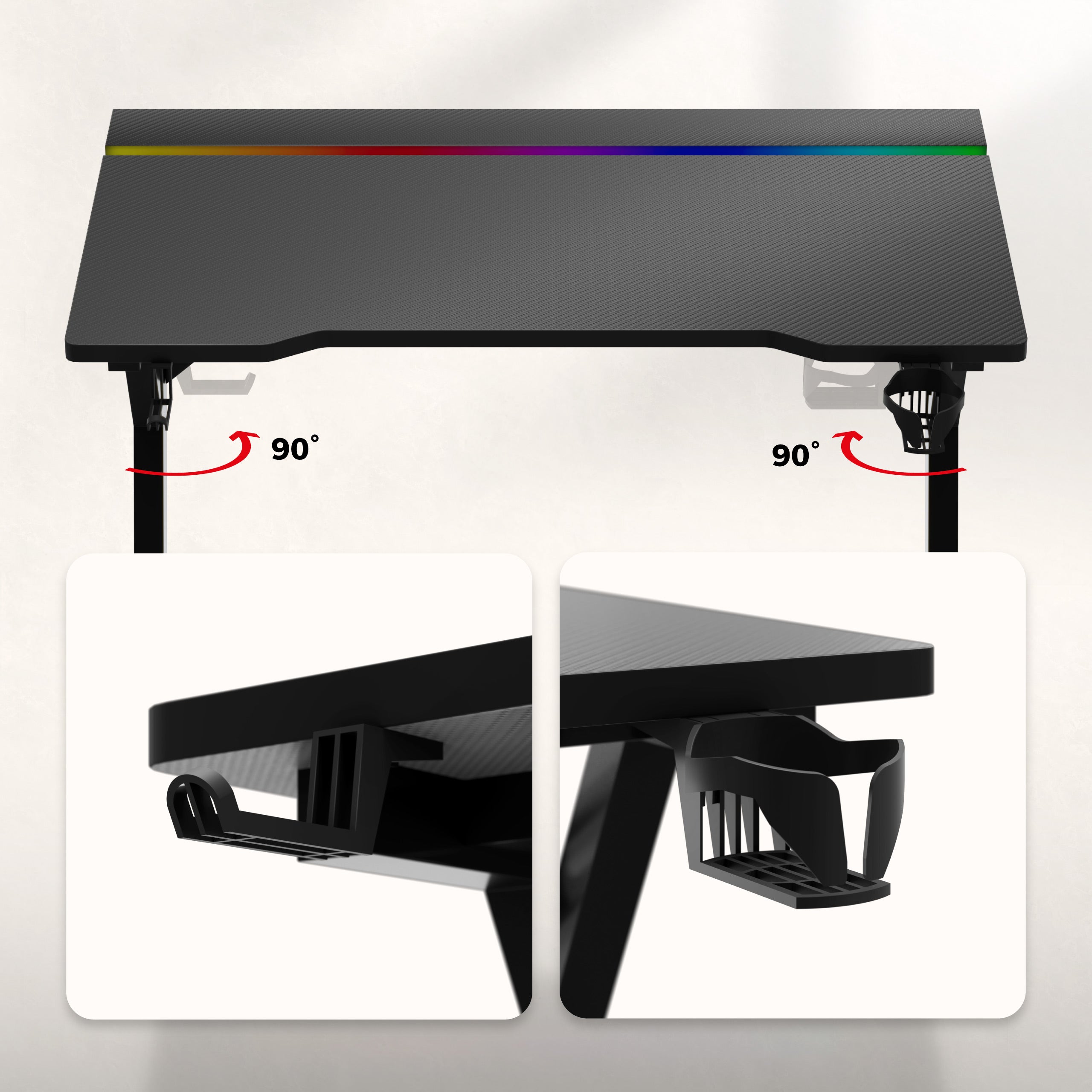 Biurko gamingowe z oświetleniem LED Hero 2.4 RGB Black