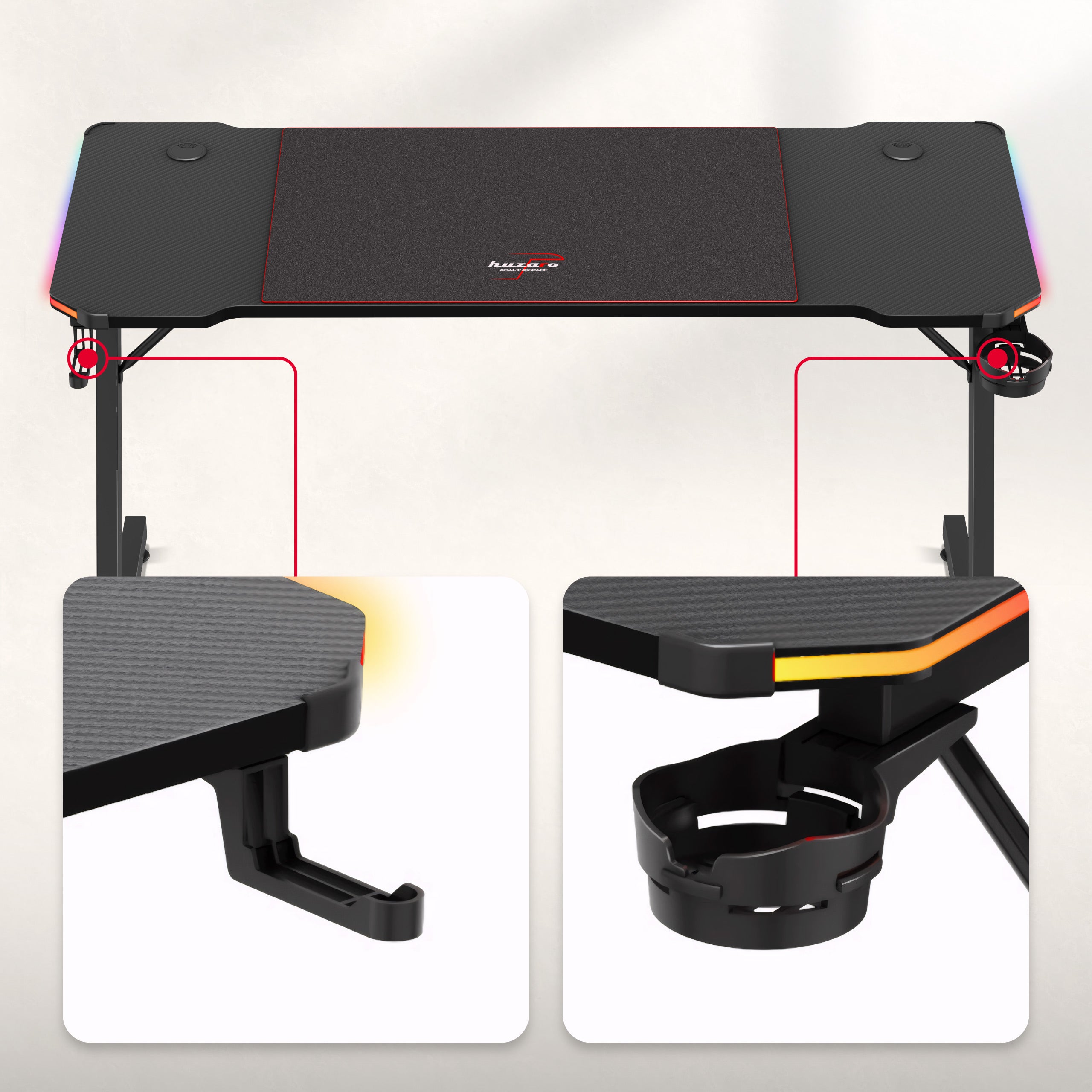 Biurko Gamingowe Huzaro Hero 3.3 RGB 140 cm