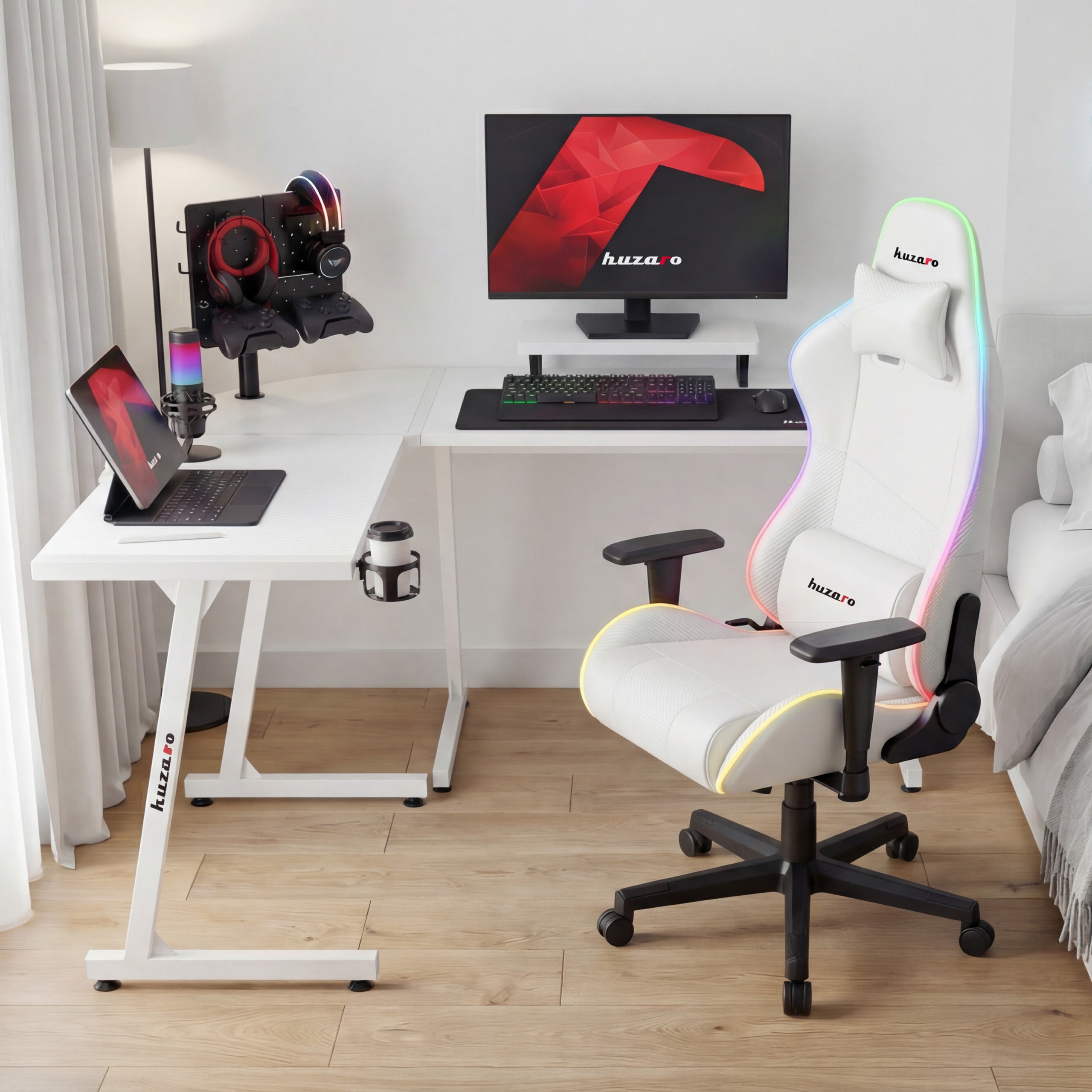 Biurko Gamingowe Huzaro Hero 6.0 White 147 cm