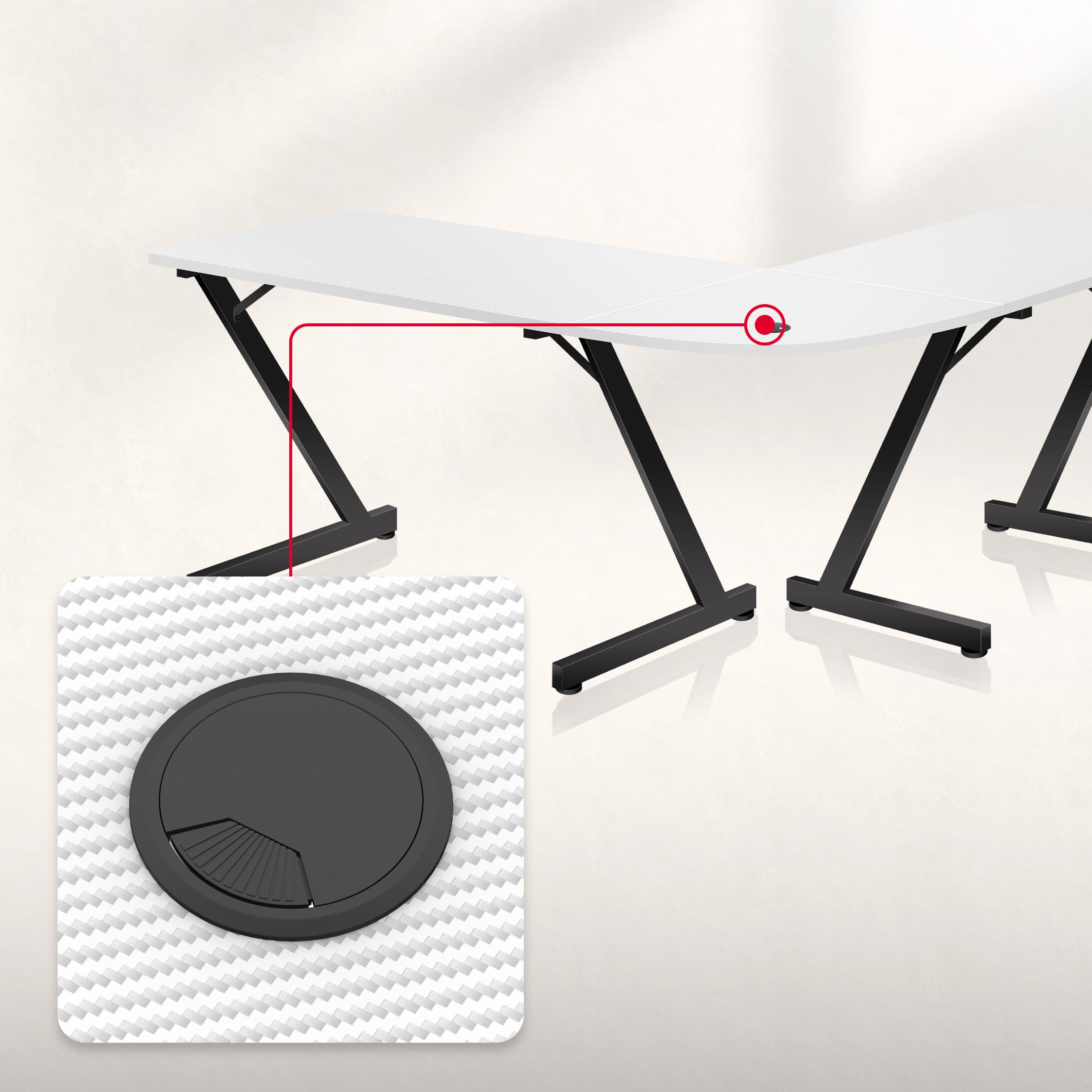 Biurko Gamingowe Huzaro Hero 7.0 White 154 cm