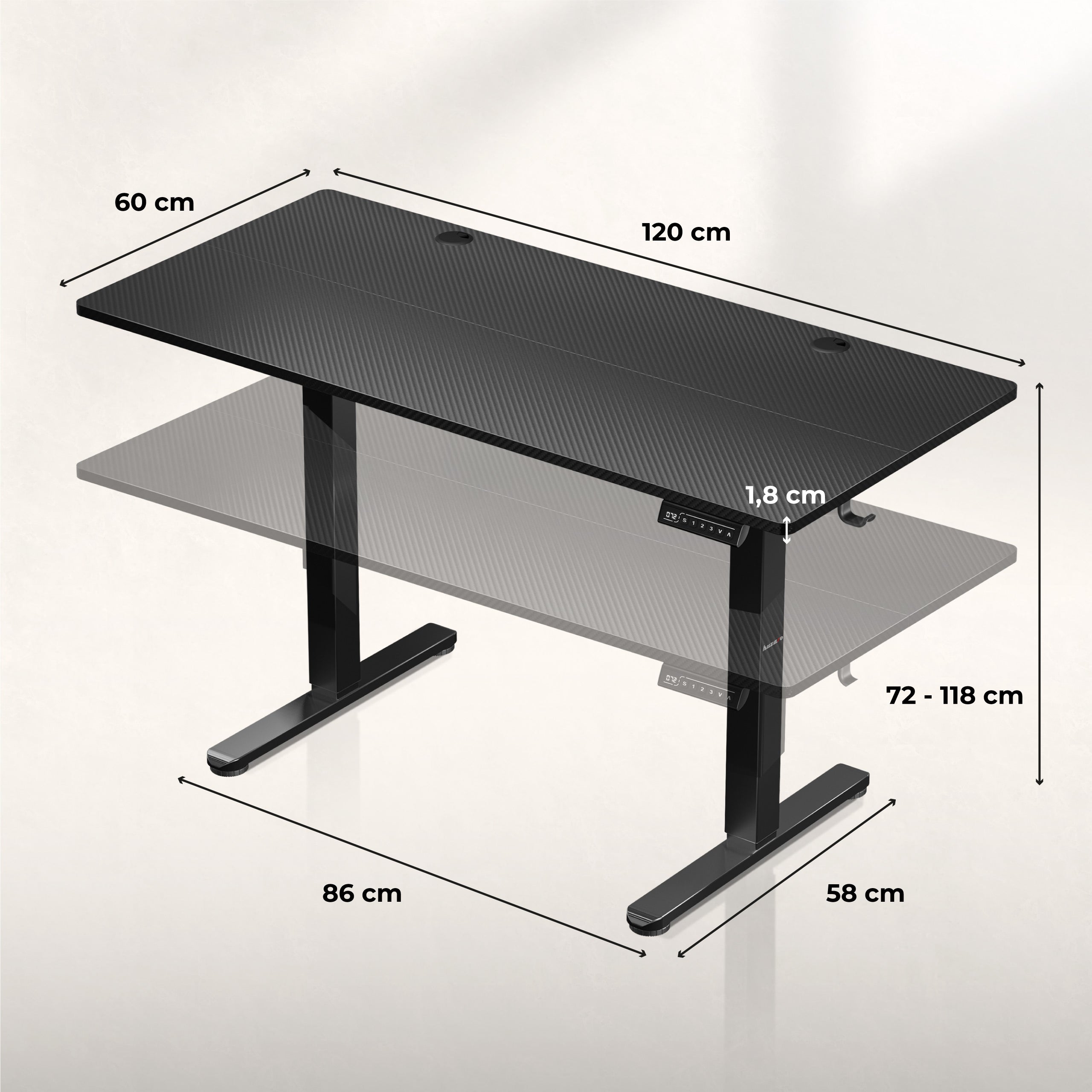 Biurko Elektryczne Huzaro Hero 8.2 Black 120 cm