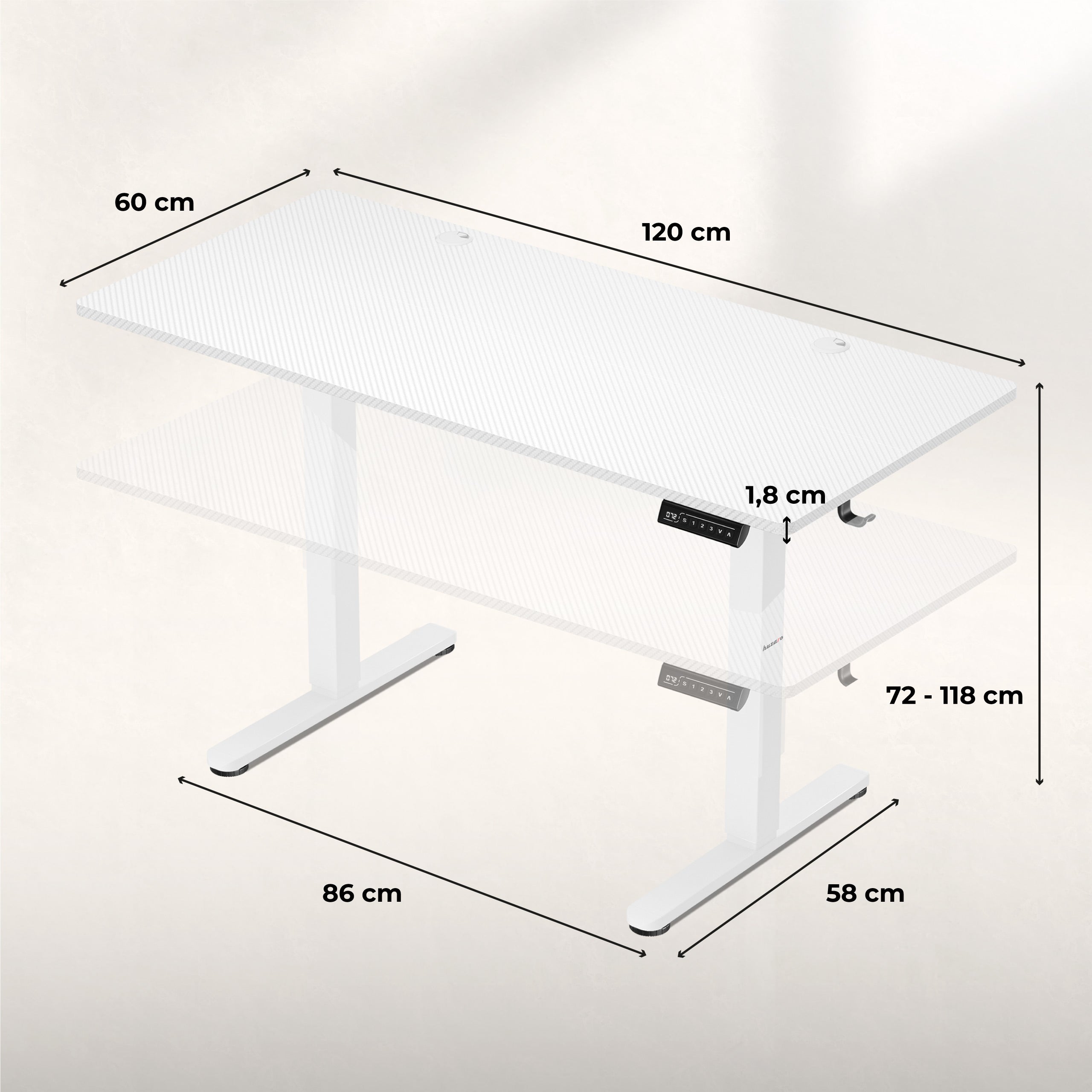 Biurko Elektryczne Huzaro Hero 8.2 White 120 cm OUTLET