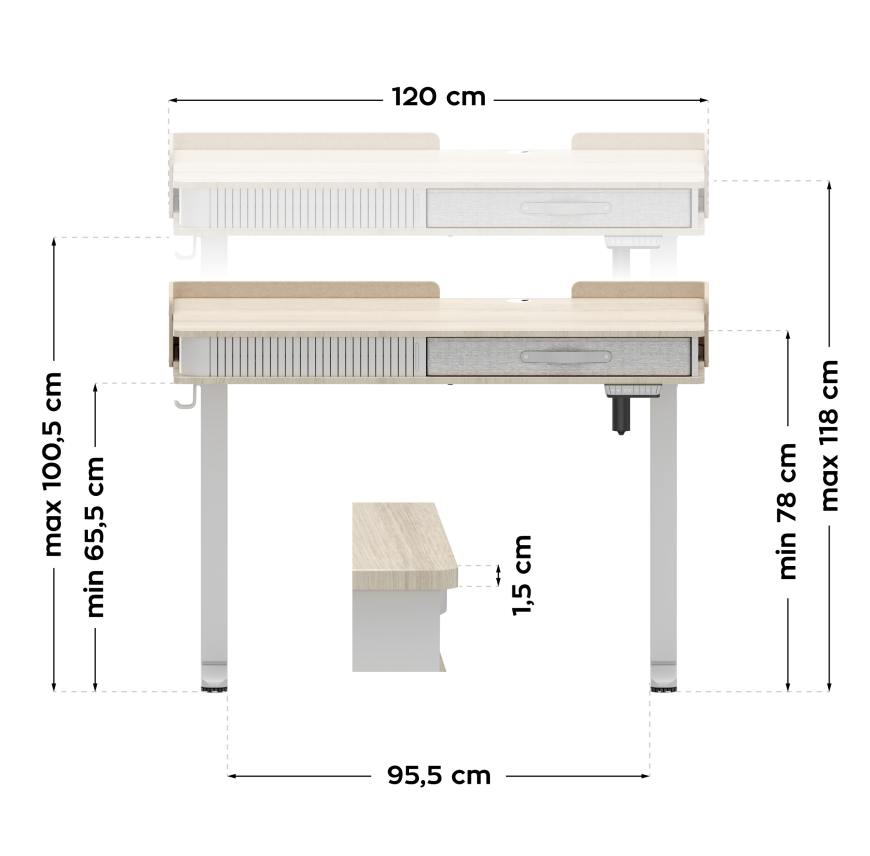 Biurko elektryczne Mark Adler Leader 8.0 White 120 cm OUTLET