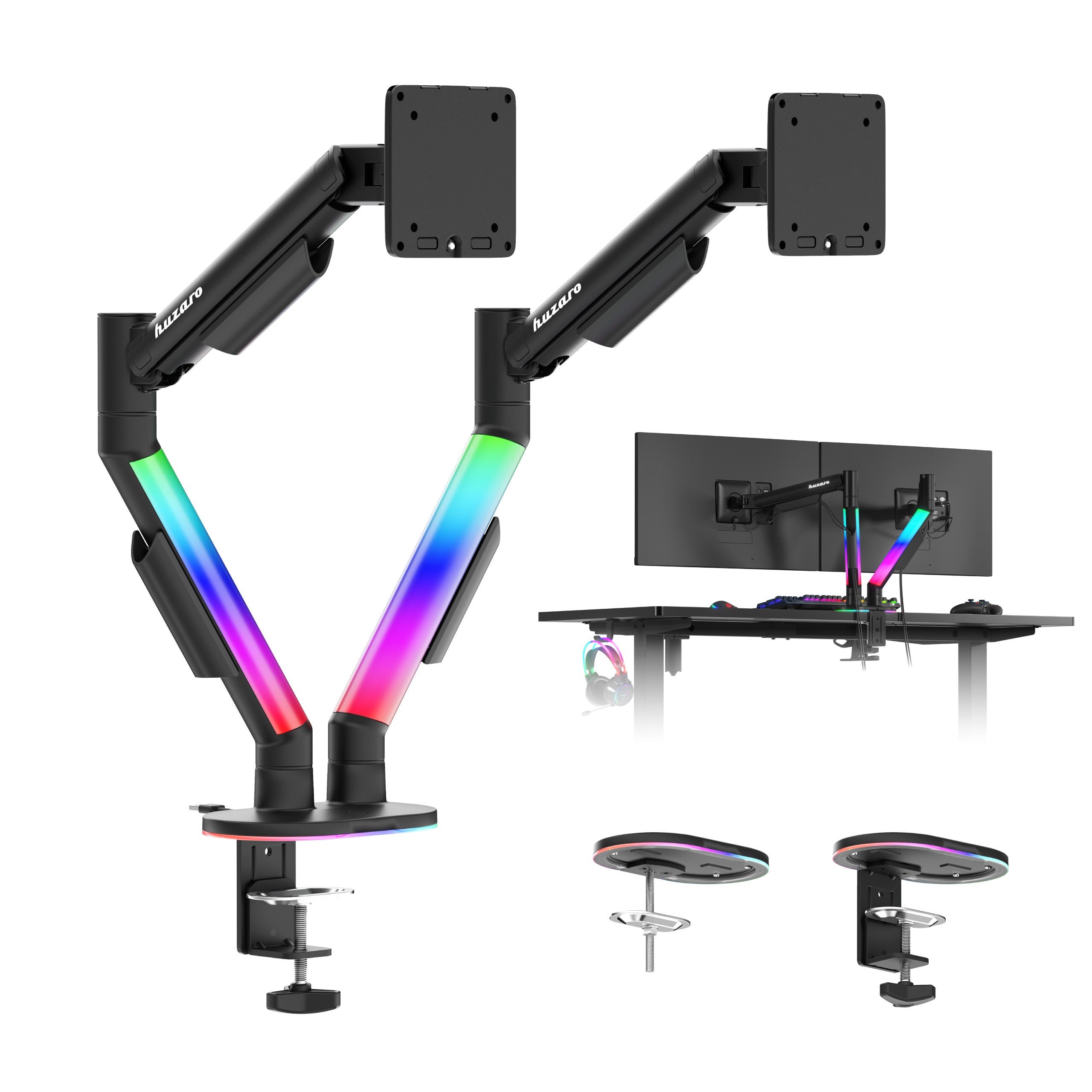 Uchwyt do biurka na 2 monitory Huzaro Motion 2.6 RGB
