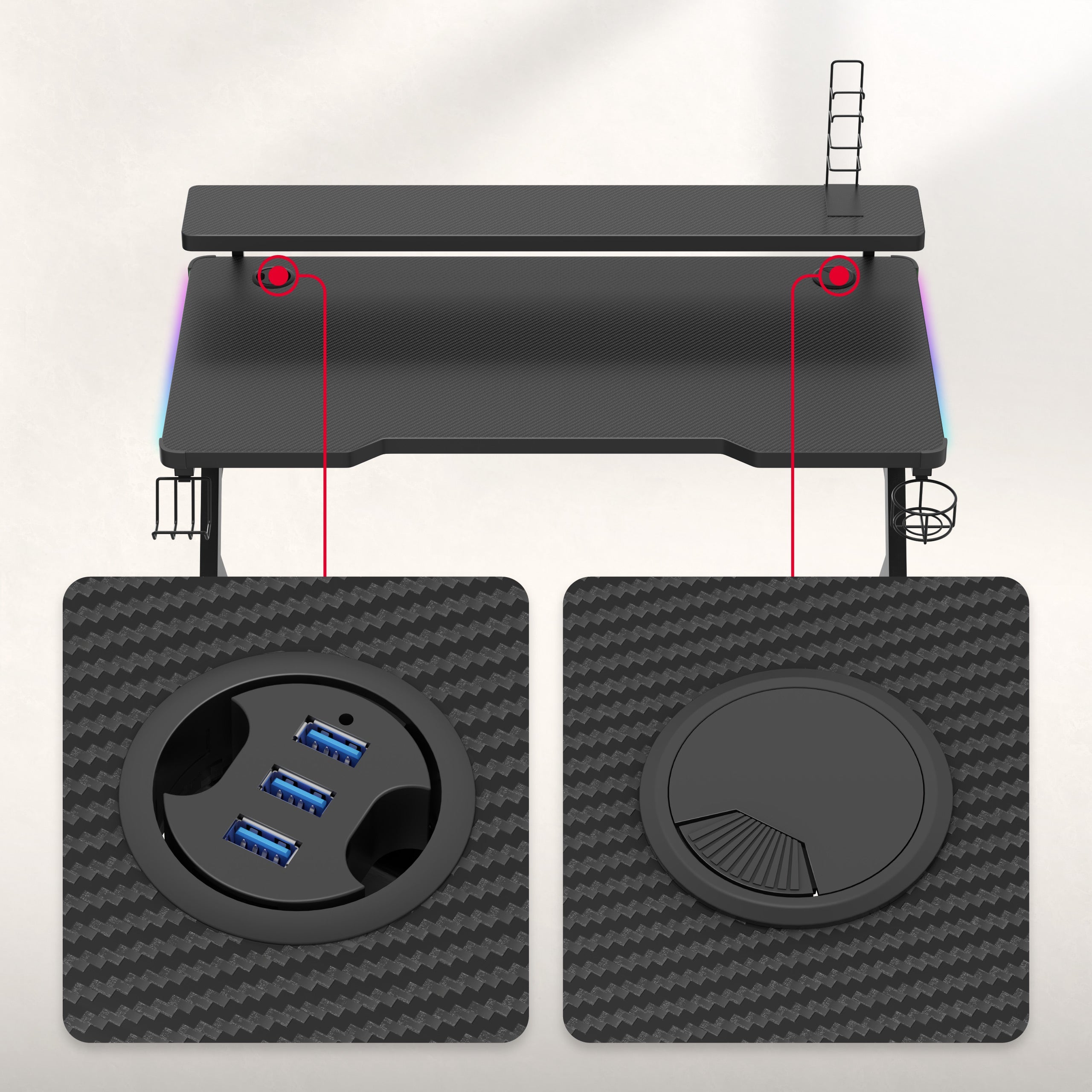 Hub USB i wloty na przewody