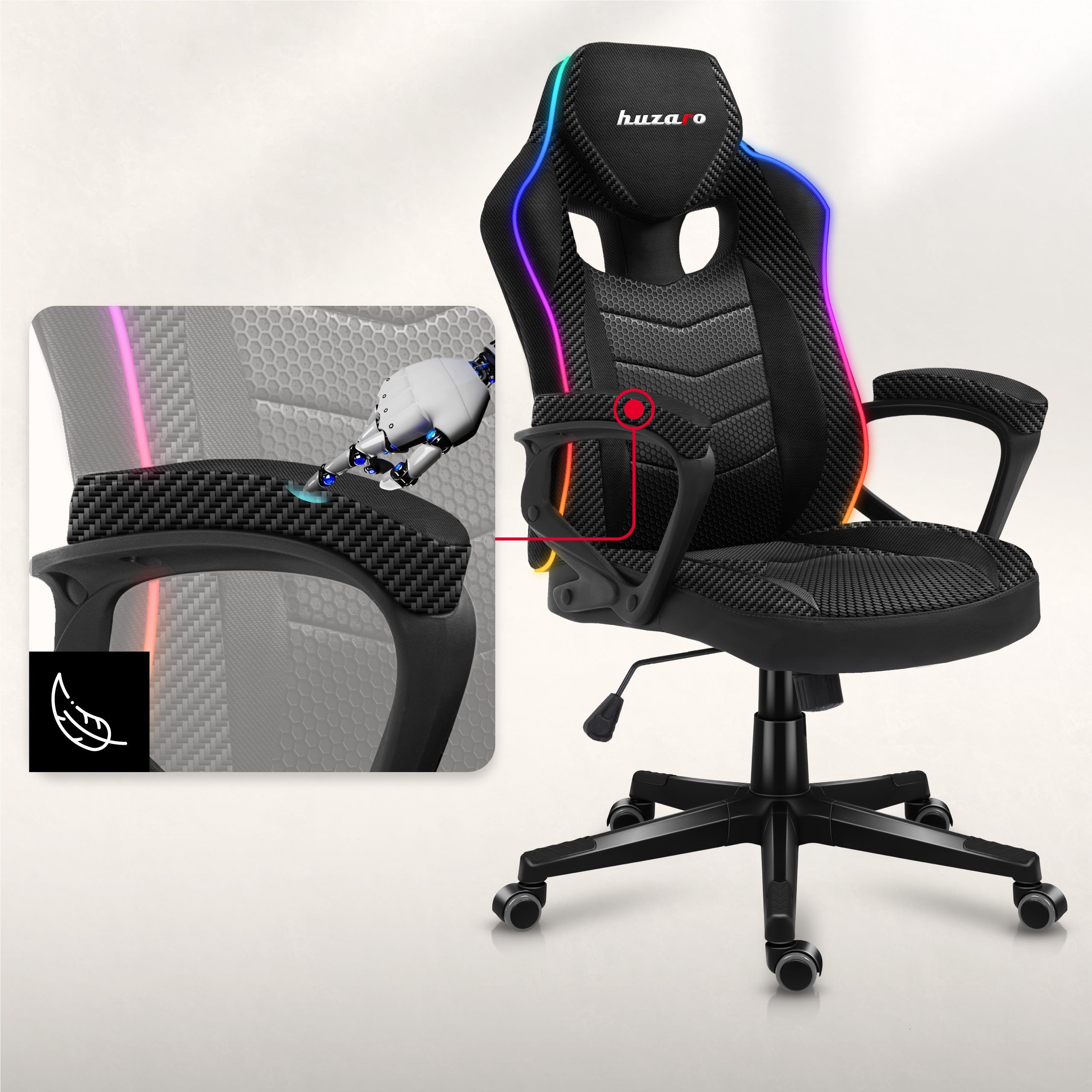 Antypoślizgowe, miękkie podłokietniki