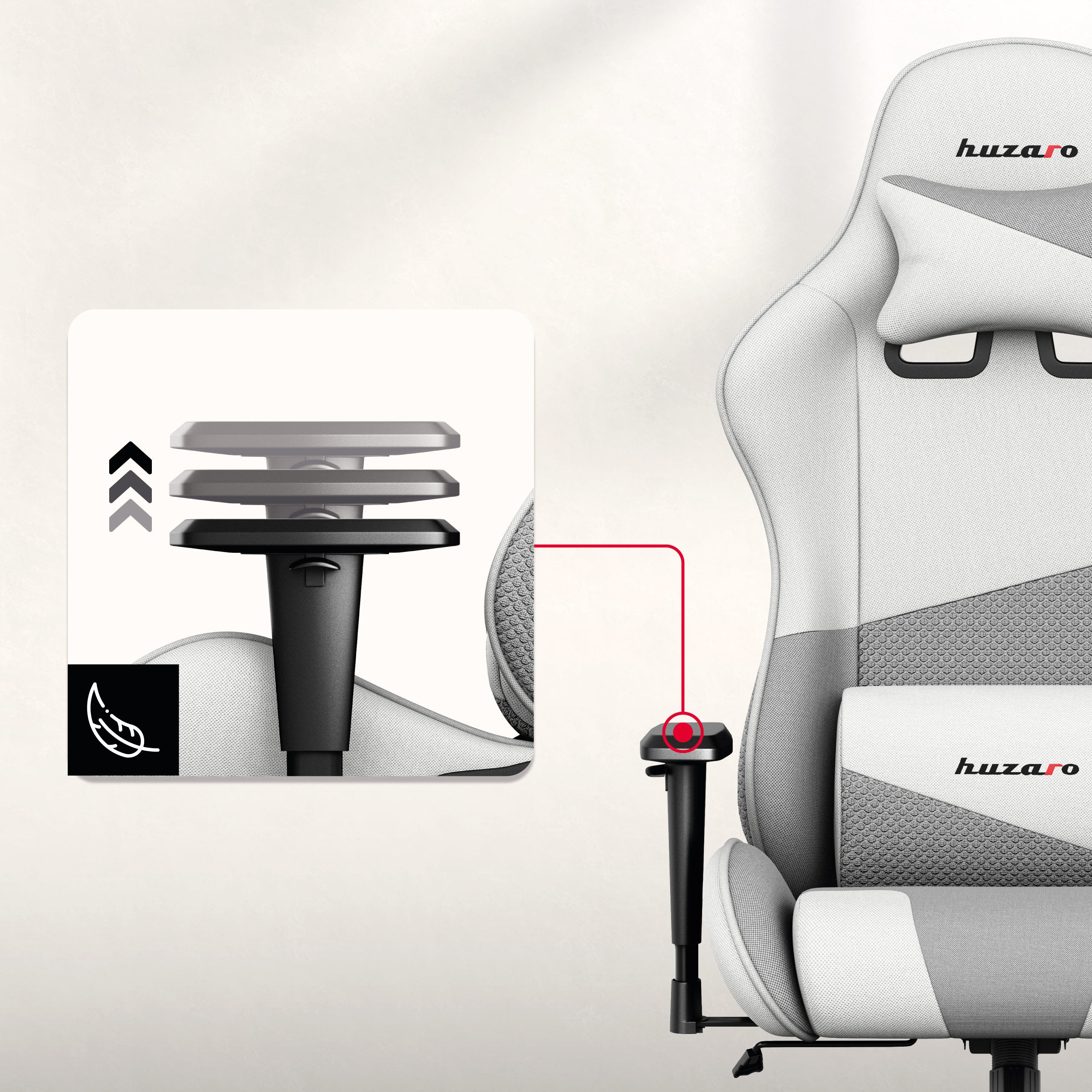 Anti-slip armrests with height adjustment