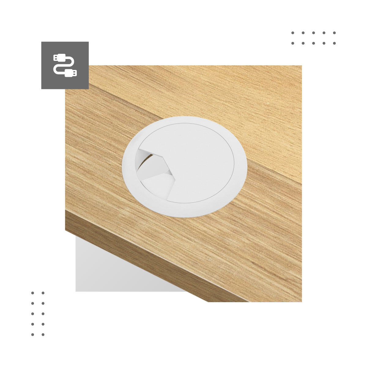 Wloty na przewody po obu stronach blatu