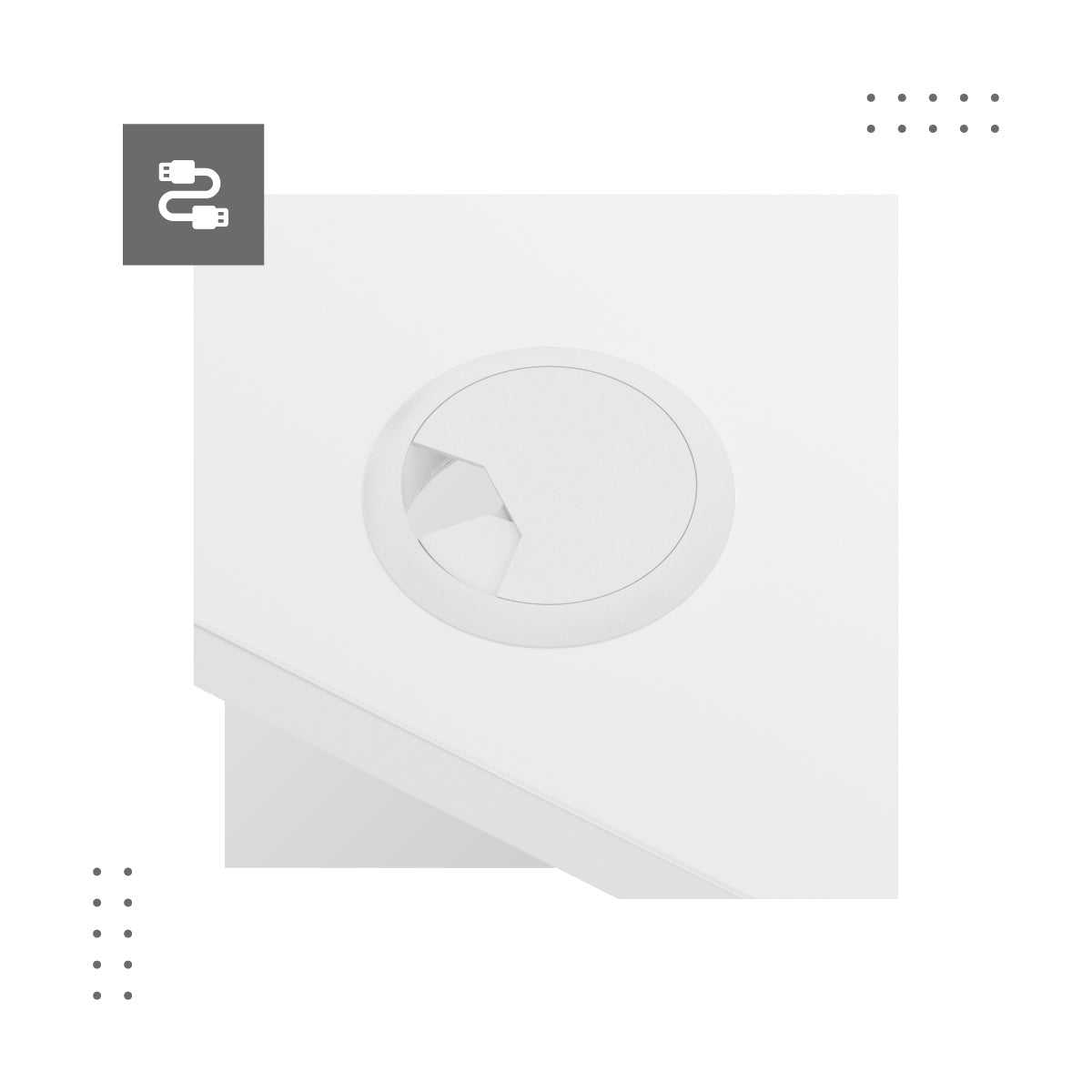 Wloty na przewody po obu stronach blatu