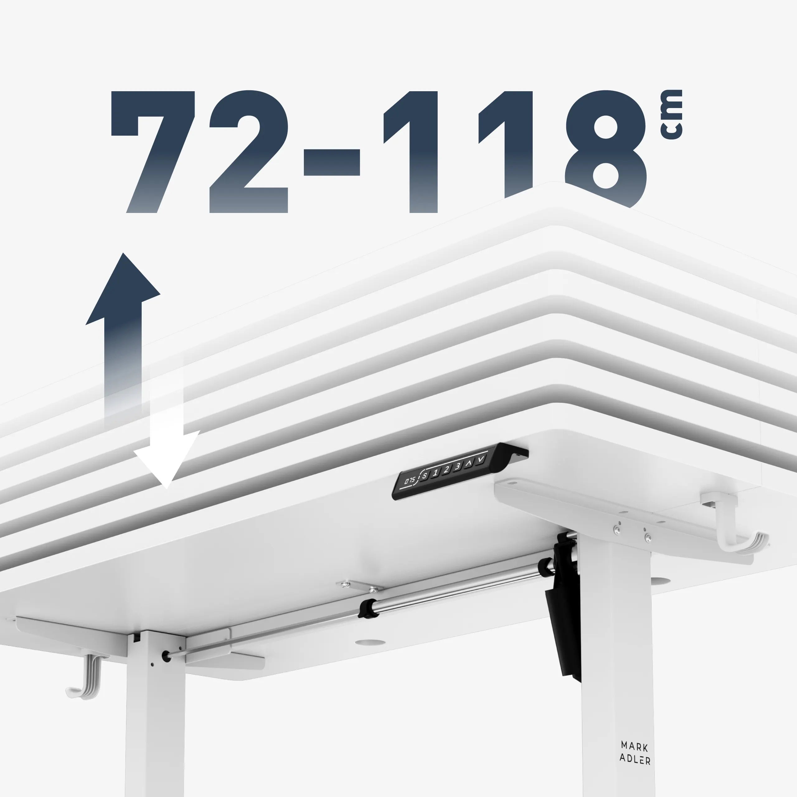 Szeroki zakres regulacji wysokości: 72 – 118 cm