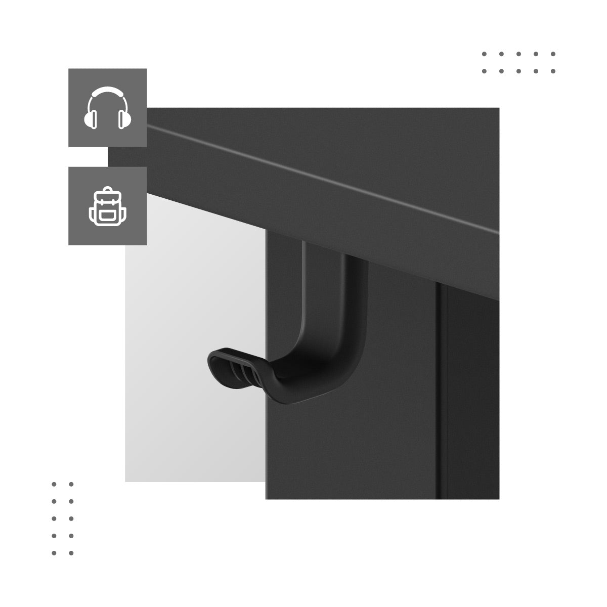 Dwa uchwyty - na słuchawki i plecak lub torbę