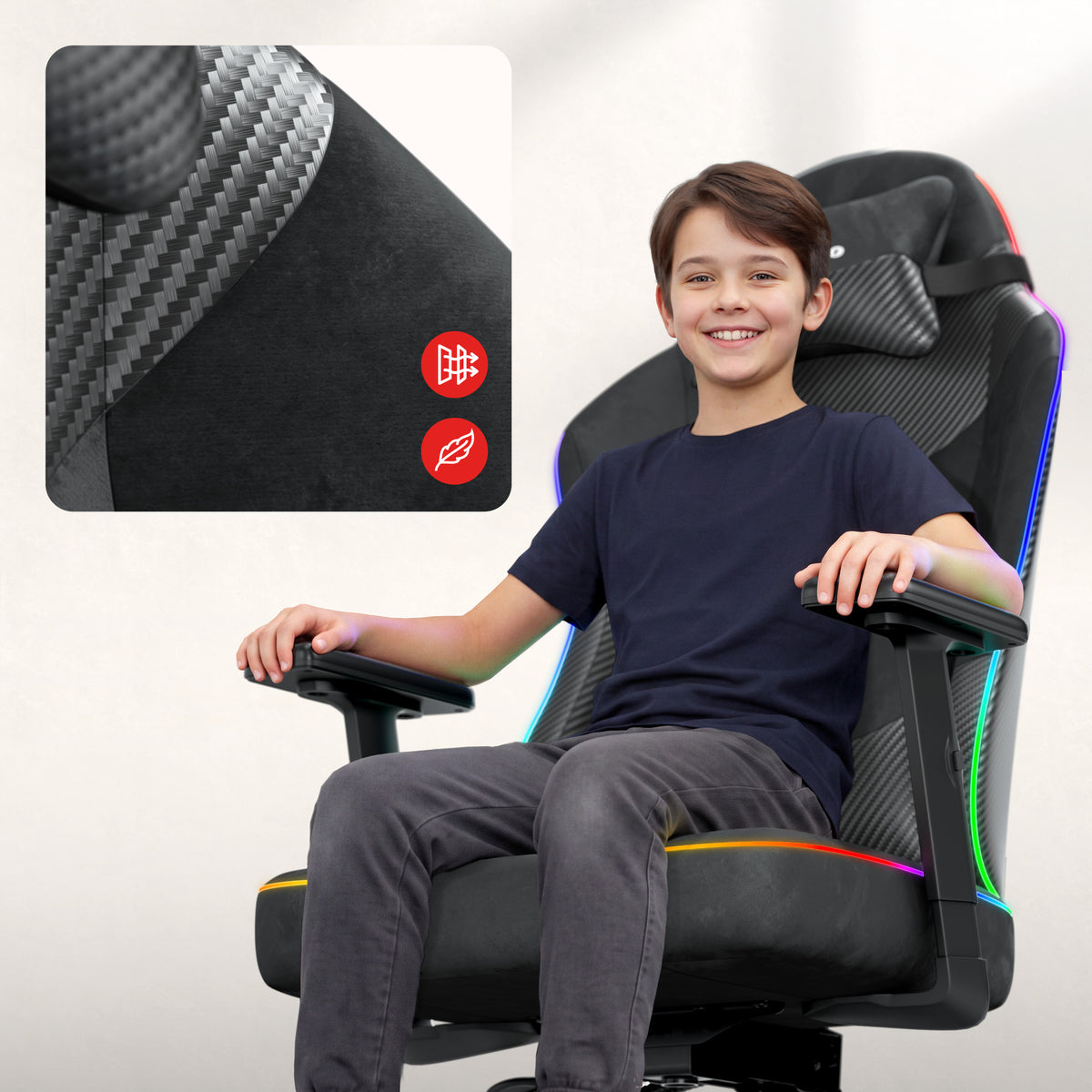 Fotel gamingowy dla nastolatka Huzaro Ranger 5.7 RGB Black
