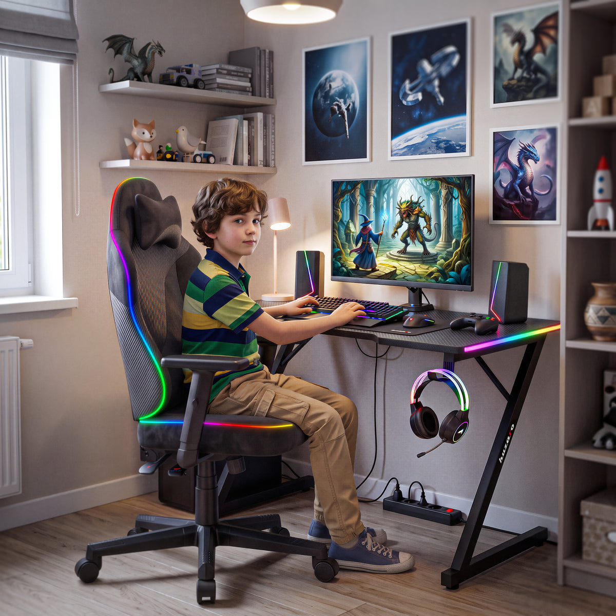 Fotel gamingowy dla nastolatka Huzaro Ranger 5.7 RGB Black