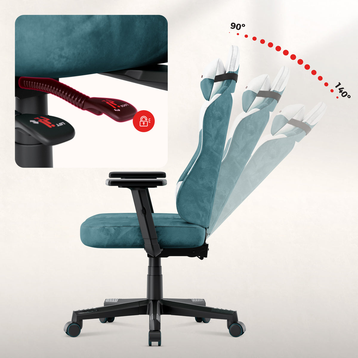 Fotel gamingowy dla nastolatka Huzaro Ranger 5.7 Teal