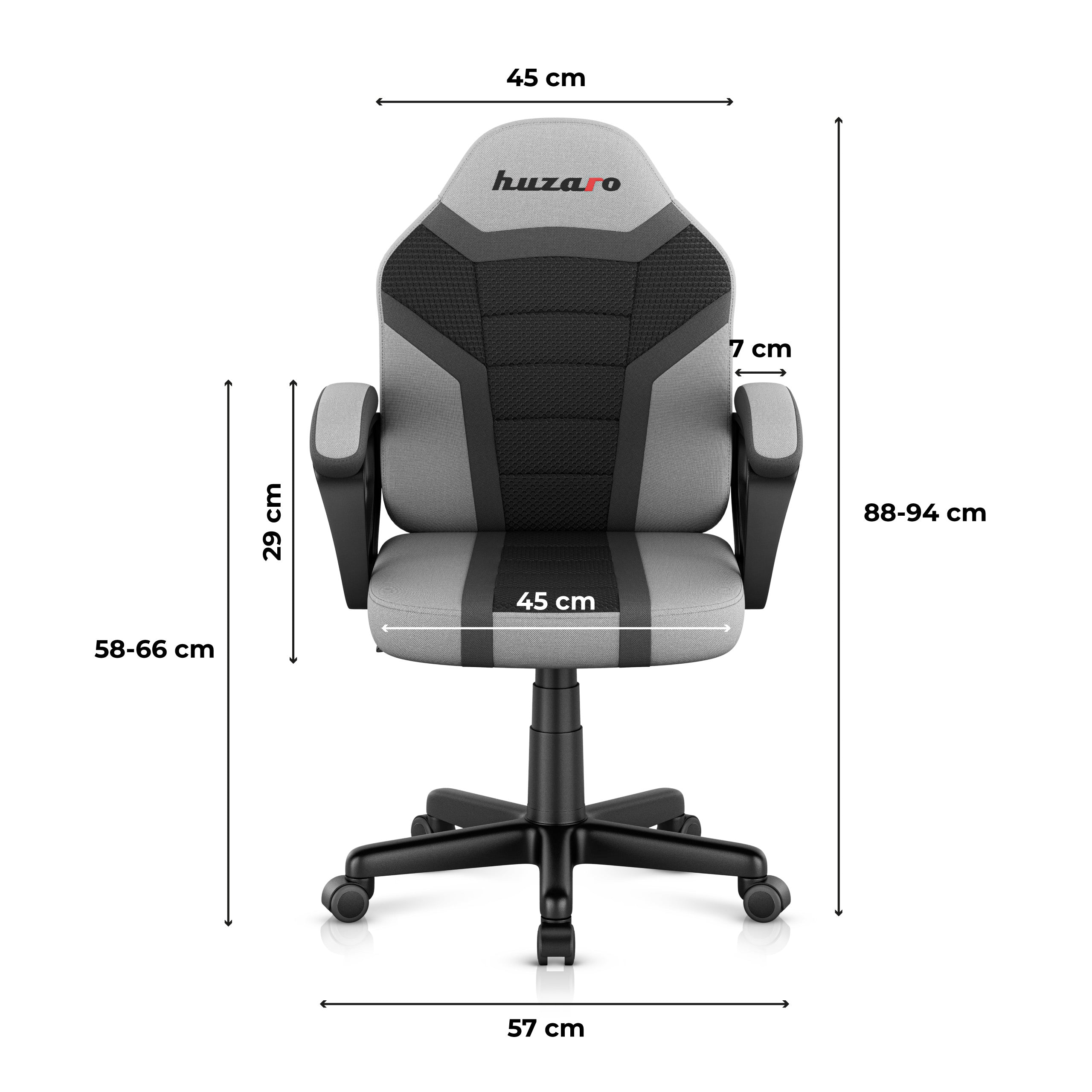 Fotel Gamingowy dla dziecka HUZARO RANGER 1.0 Grey Mesh OUTLET
